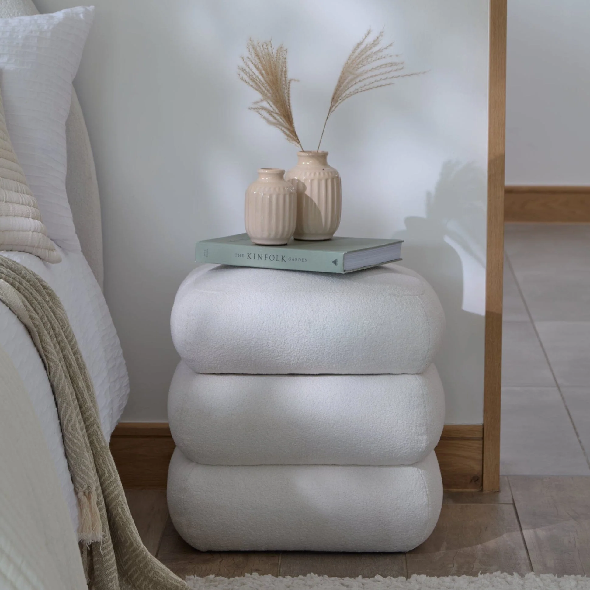 Fleur Ottoman Footstool - Chalk White Boucle - Image 6