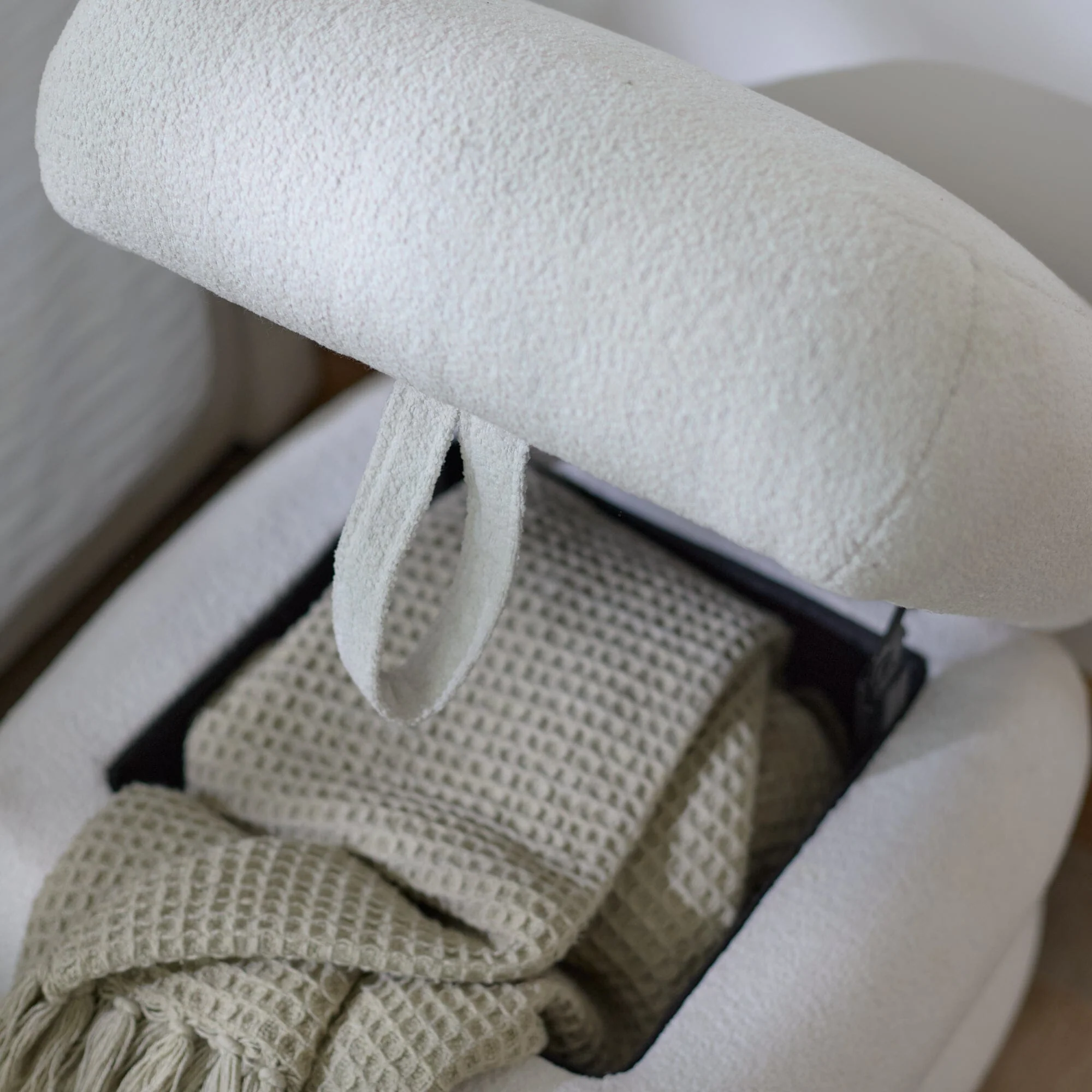 Fleur Ottoman Footstool - Chalk White Boucle - Image 7