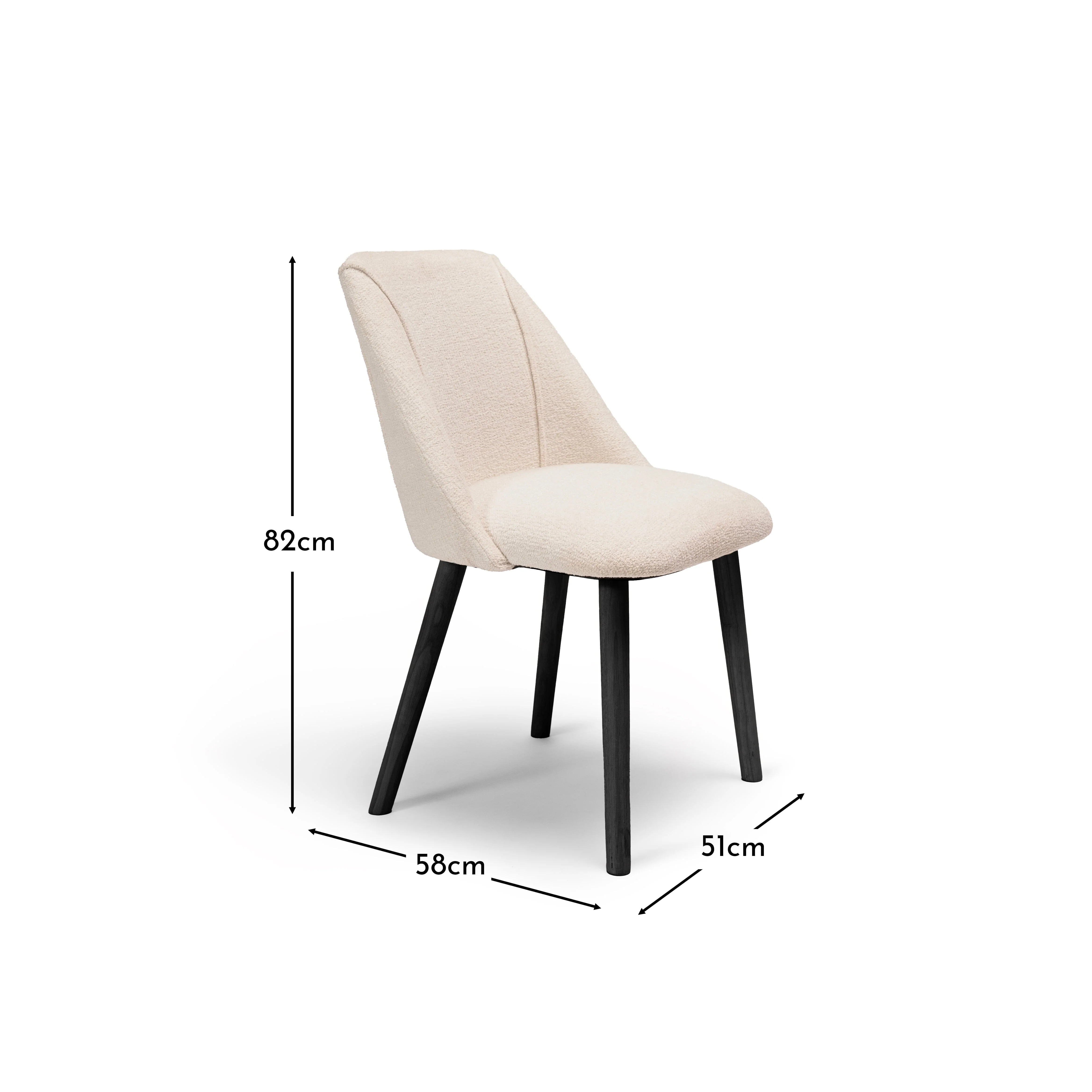 Freya Boucle Dining Chairs - Set of 2 - Black Oak Legs - Image 15