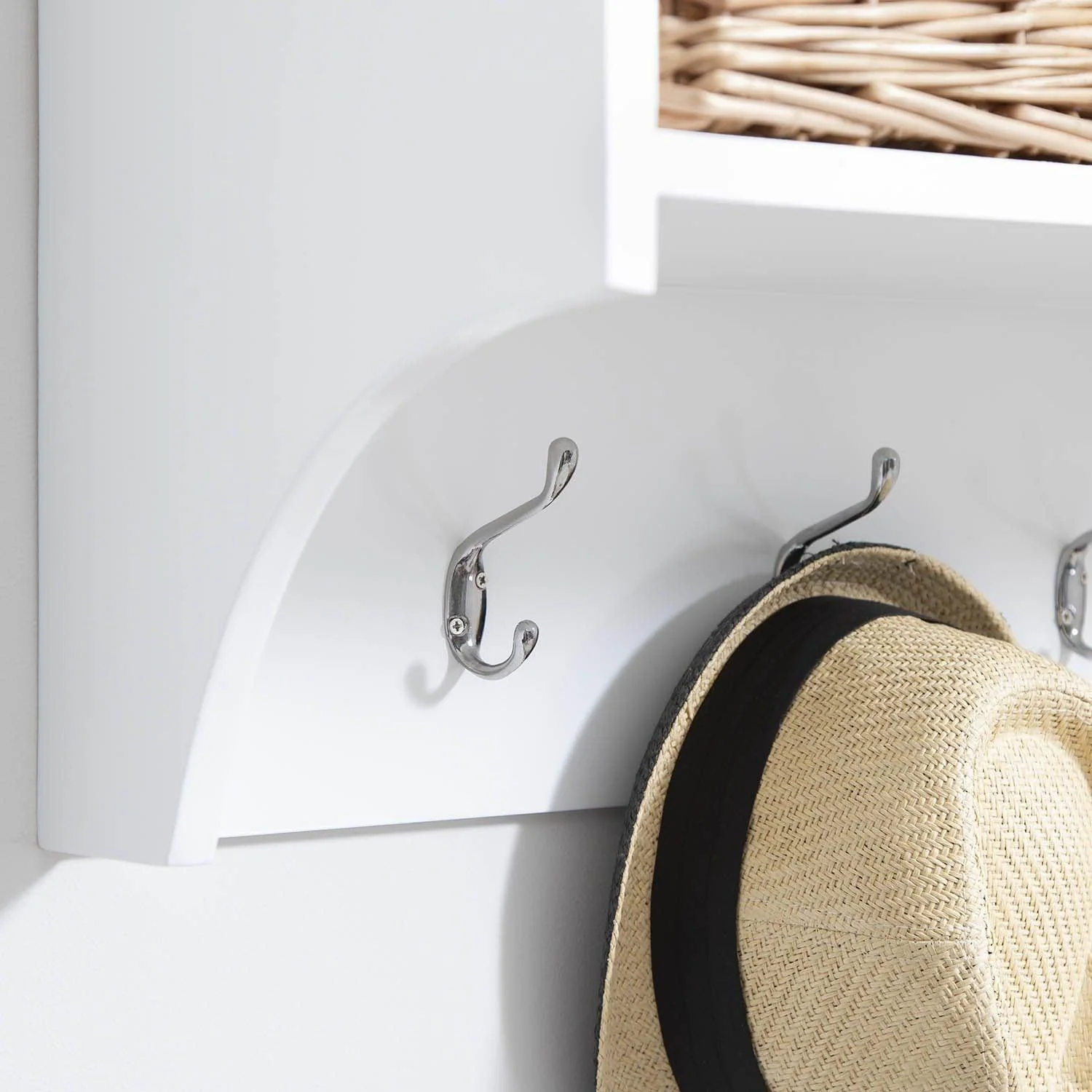 Outlet - Fyfield Coat Rack with Shelf & Storage Baskets - White - Image 4