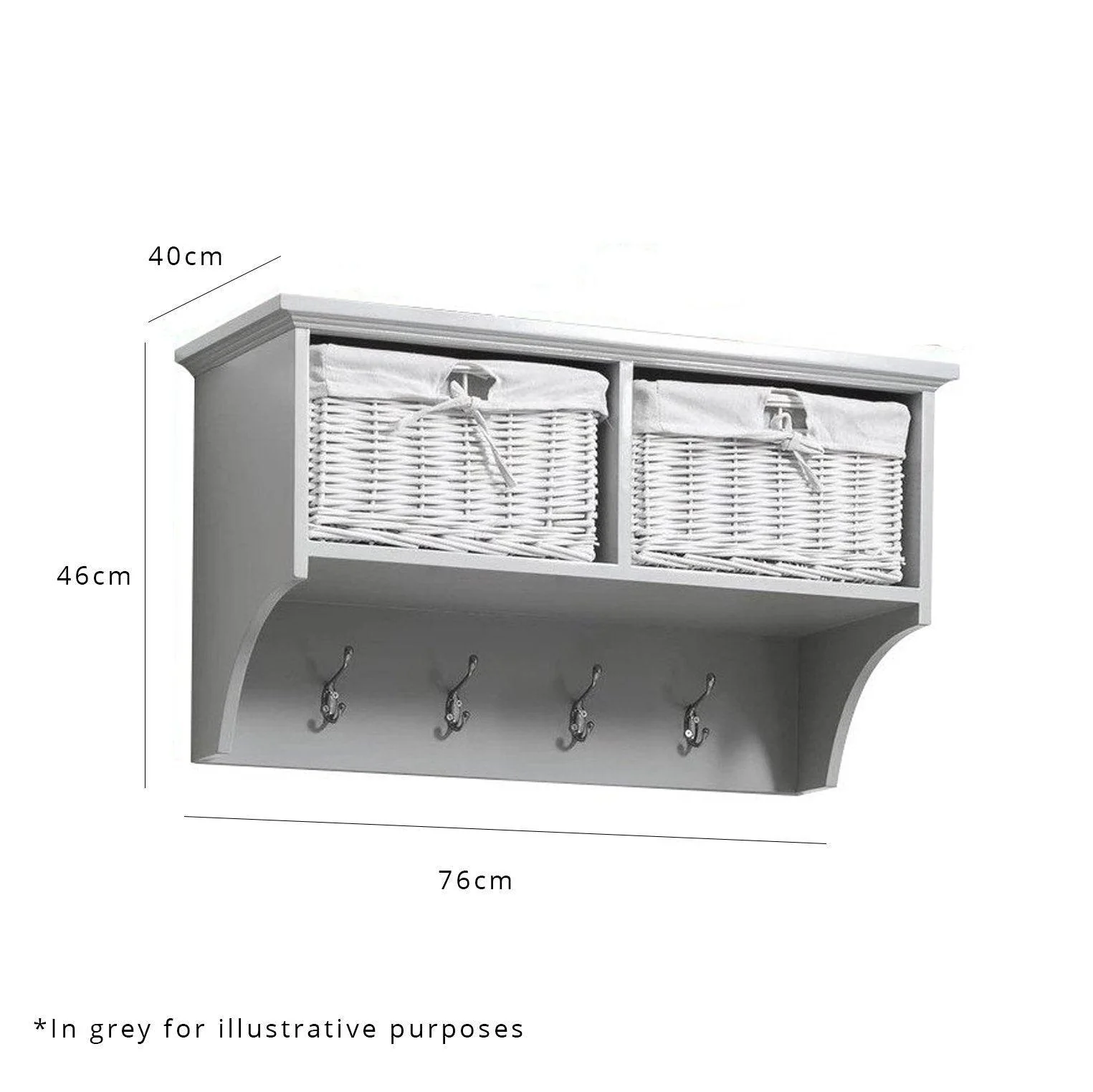 Outlet - Fyfield Coat Rack with Shelf & Storage Baskets - White - Image 5