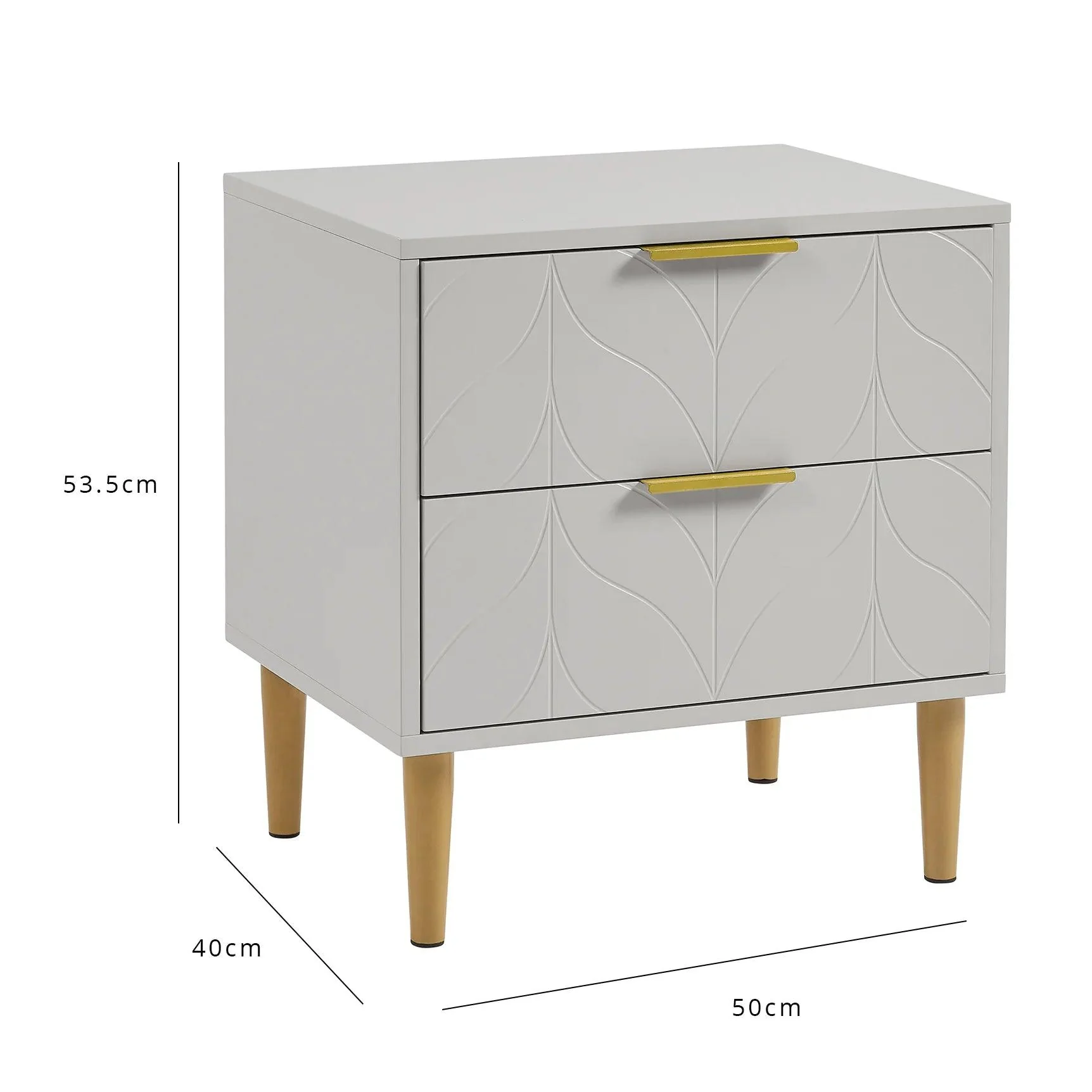 Outlet - Gloria Bedside Table - Grey And Brass Effect - Image 5
