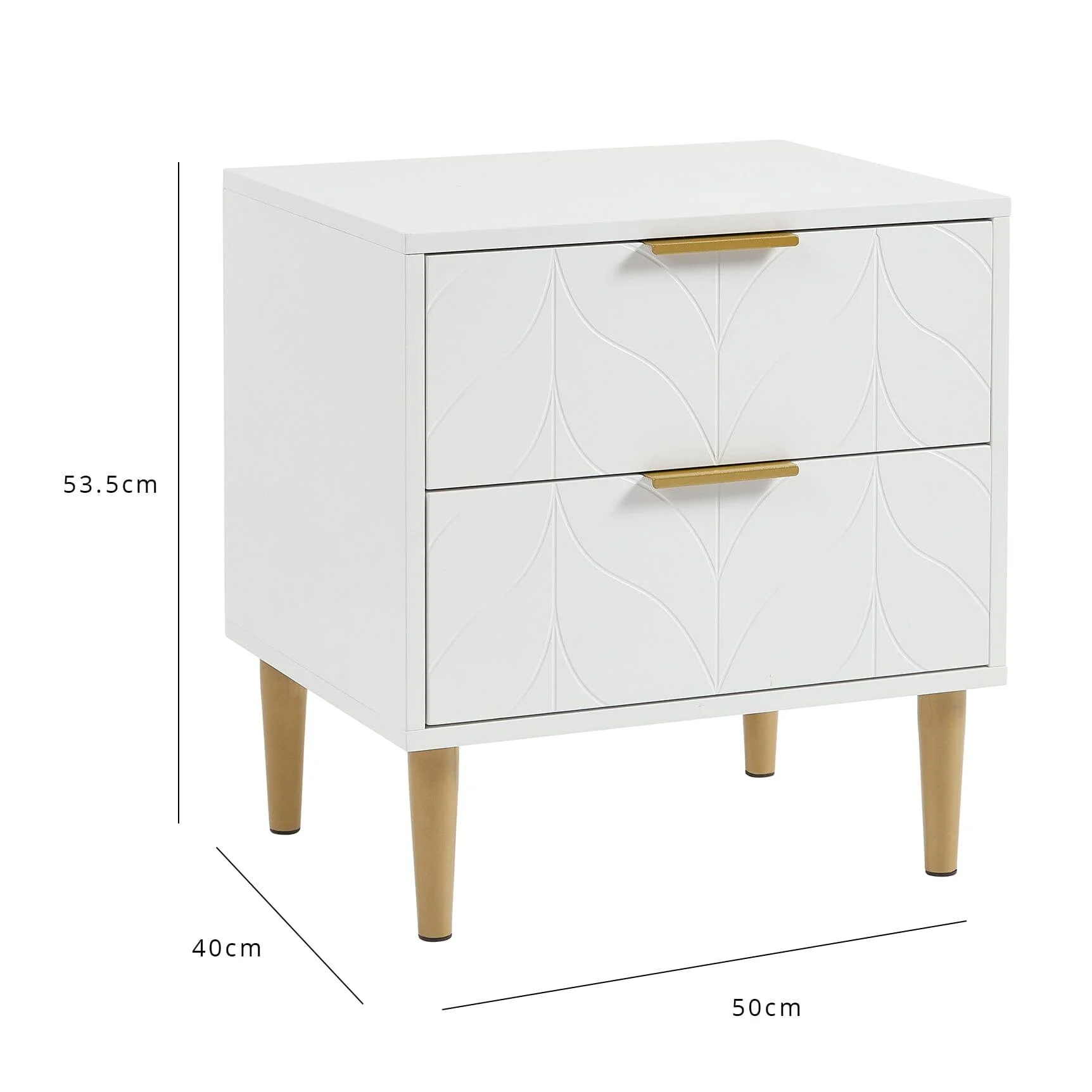 Outlet - Gloria bedside table - white and brass effect - Image 6