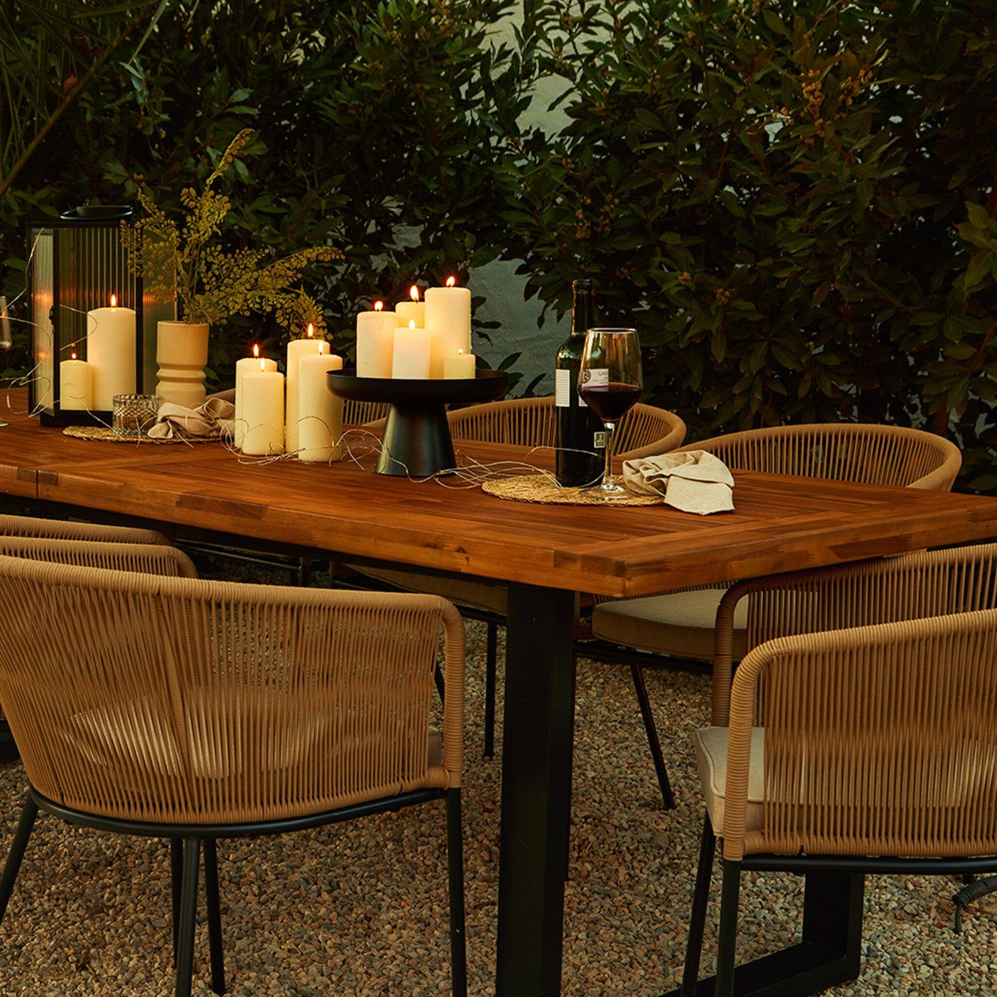 Hali 8 Seater Steel Acacia Top Dining Table 235cm - Image 6