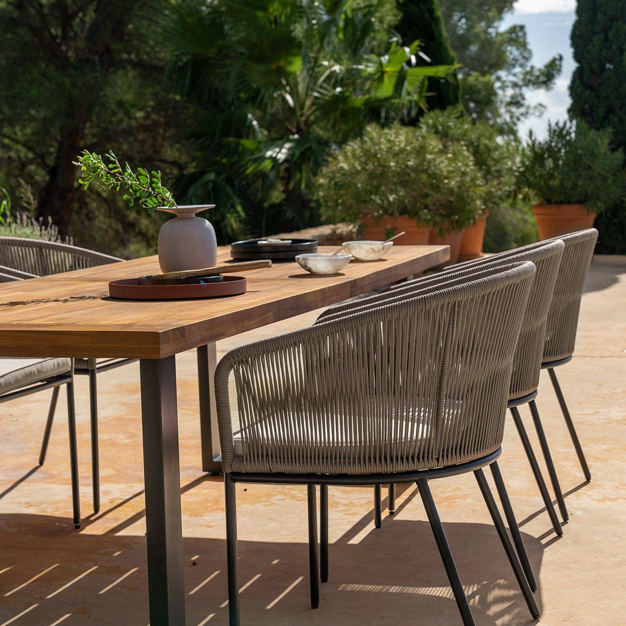 Hali 8 Seater Steel Acacia Top Dining Table 235cm - Image 7