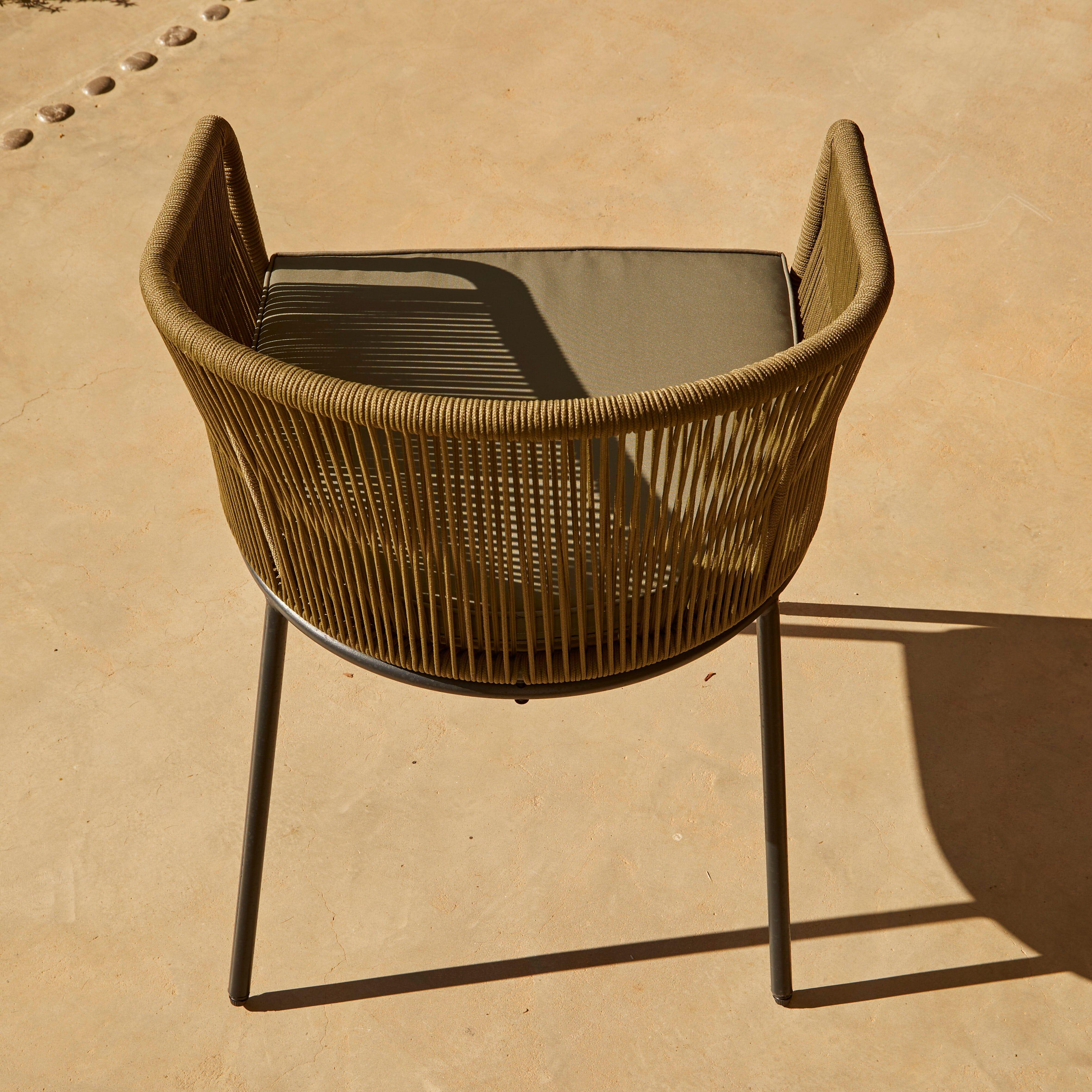 Hali Khaki Green Rope Chair with Cushion - Set of 2 - Image 6