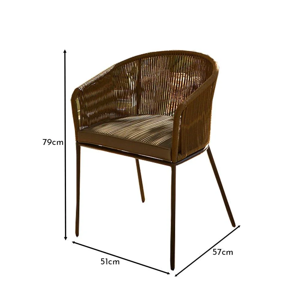 Hali Khaki Green Rope Chair with Cushion - Set of 2 - Image 7