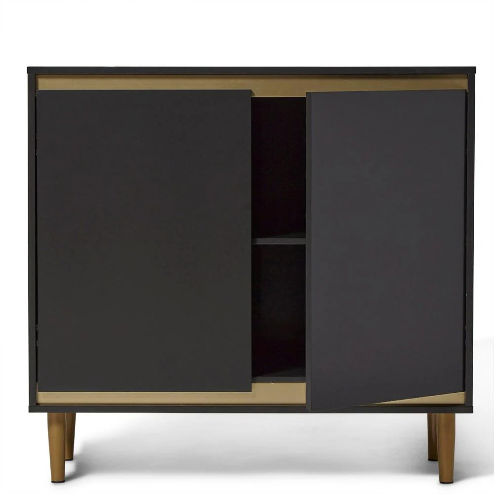 Iliana 2 Door Small Sideboard - Charcoal Grey & Gold Legs - Image 8