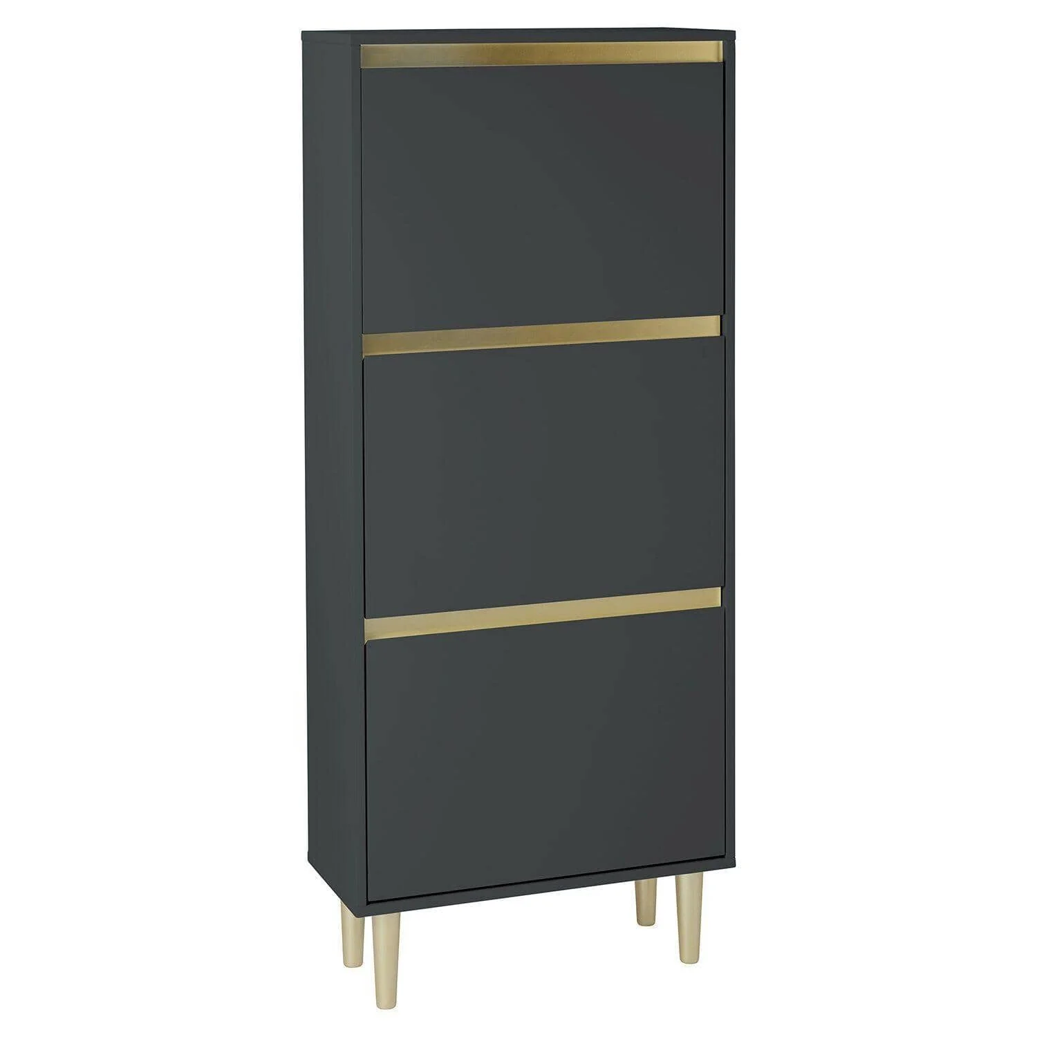 Outlet - Iliana Shoe Cabinet - 3 Door - Charcoal Grey - Image 5