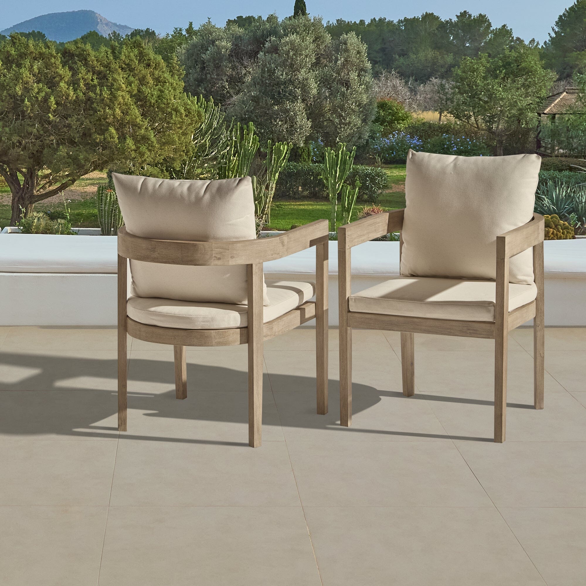 Outlet - Imani Wooden Garden Chairs - Set of 2 - Brushed Light Acacia - Image 3