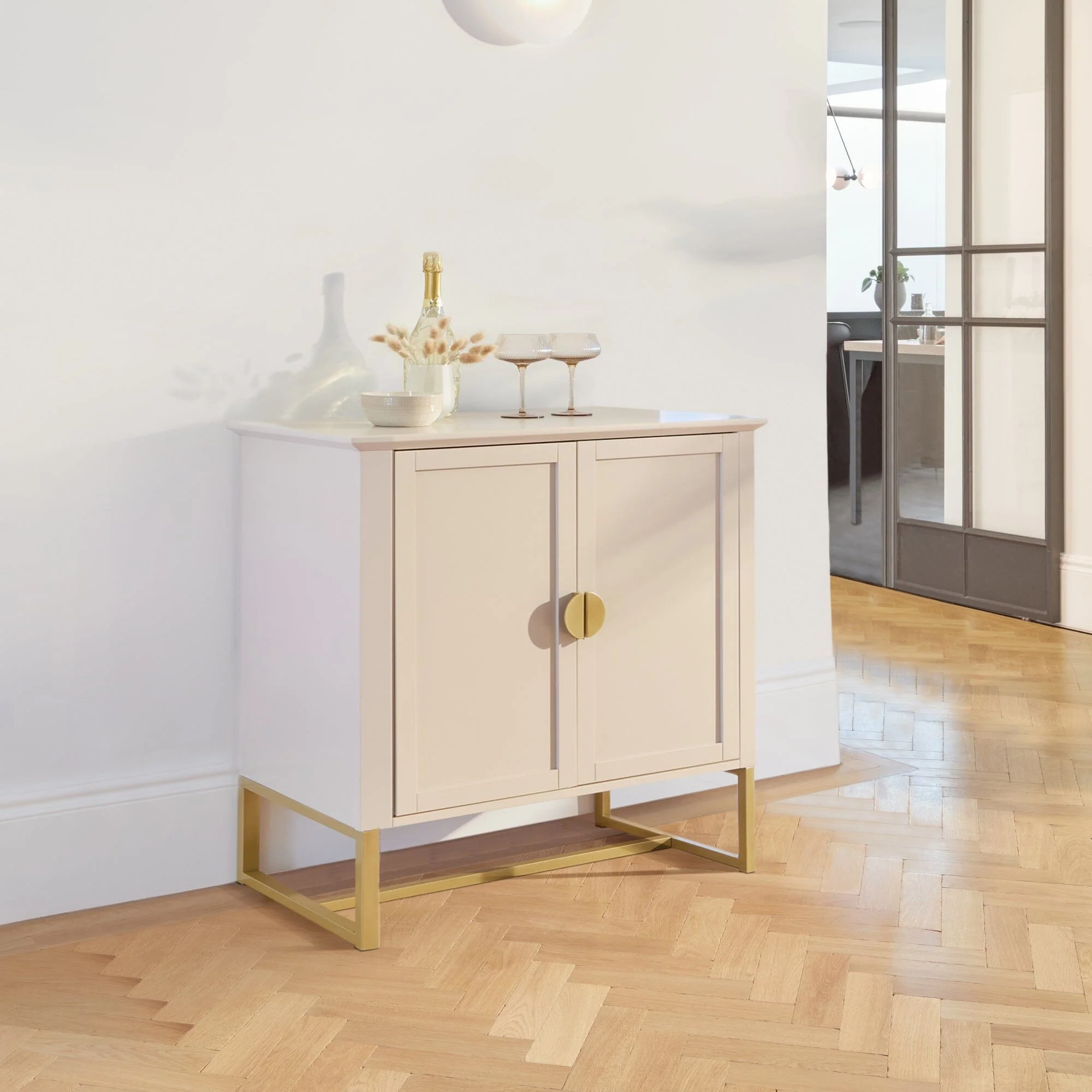 Ines 2 Door Sideboard - Taupe & Gold legs - Image 11