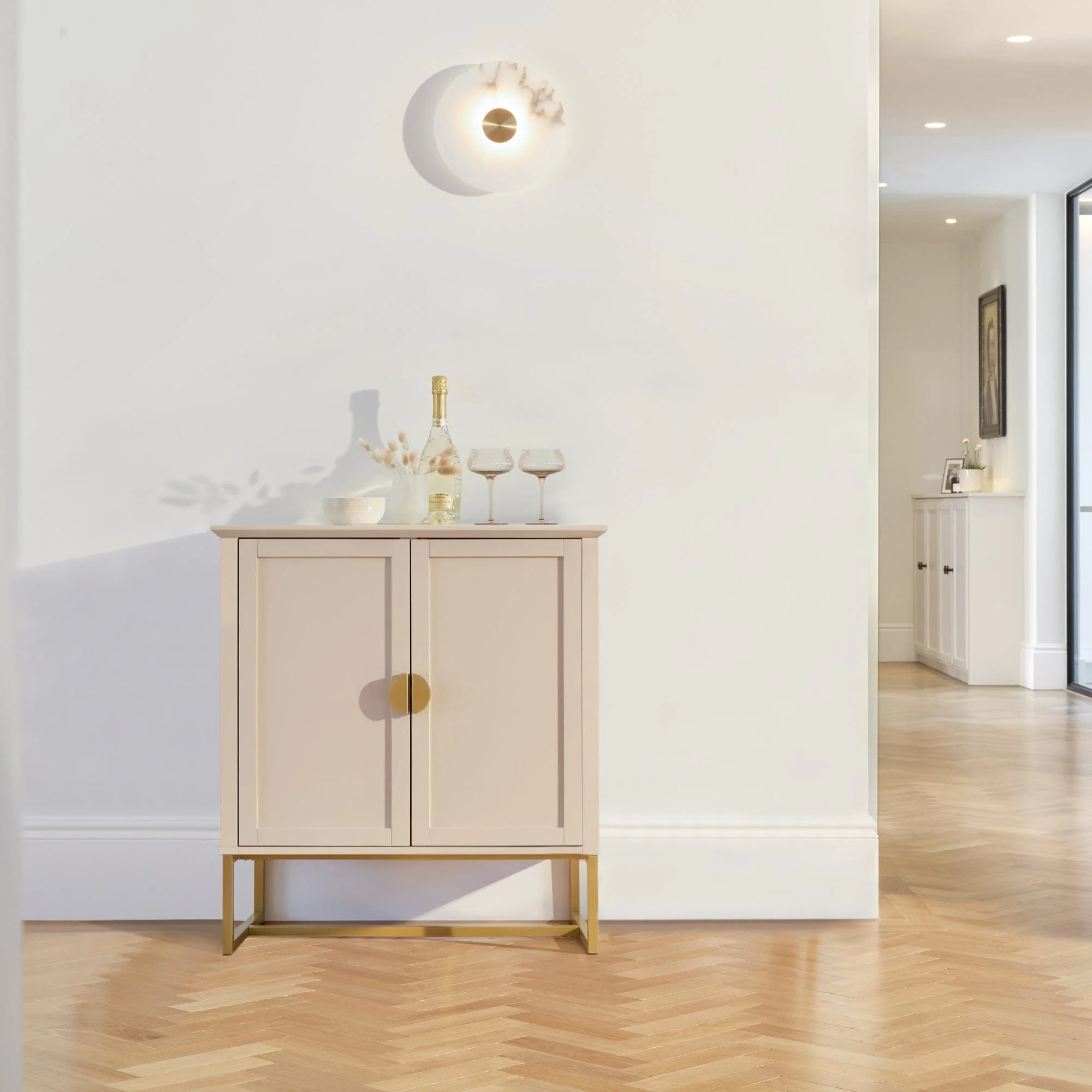 Ines 2 Door Sideboard - Taupe & Gold legs - Image 7