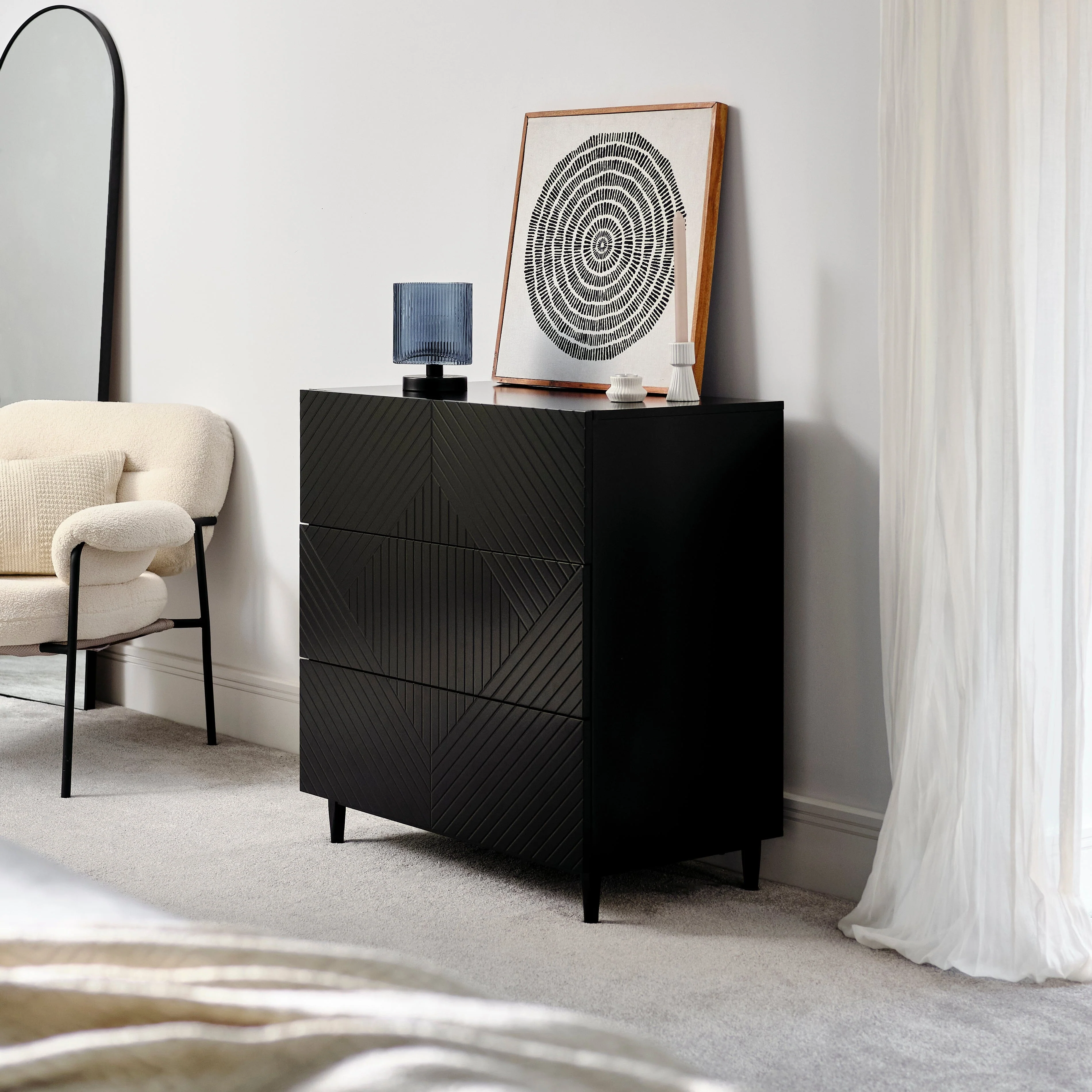 Ingham 140X40cm Metal Arch Mirror - Black - Image 9