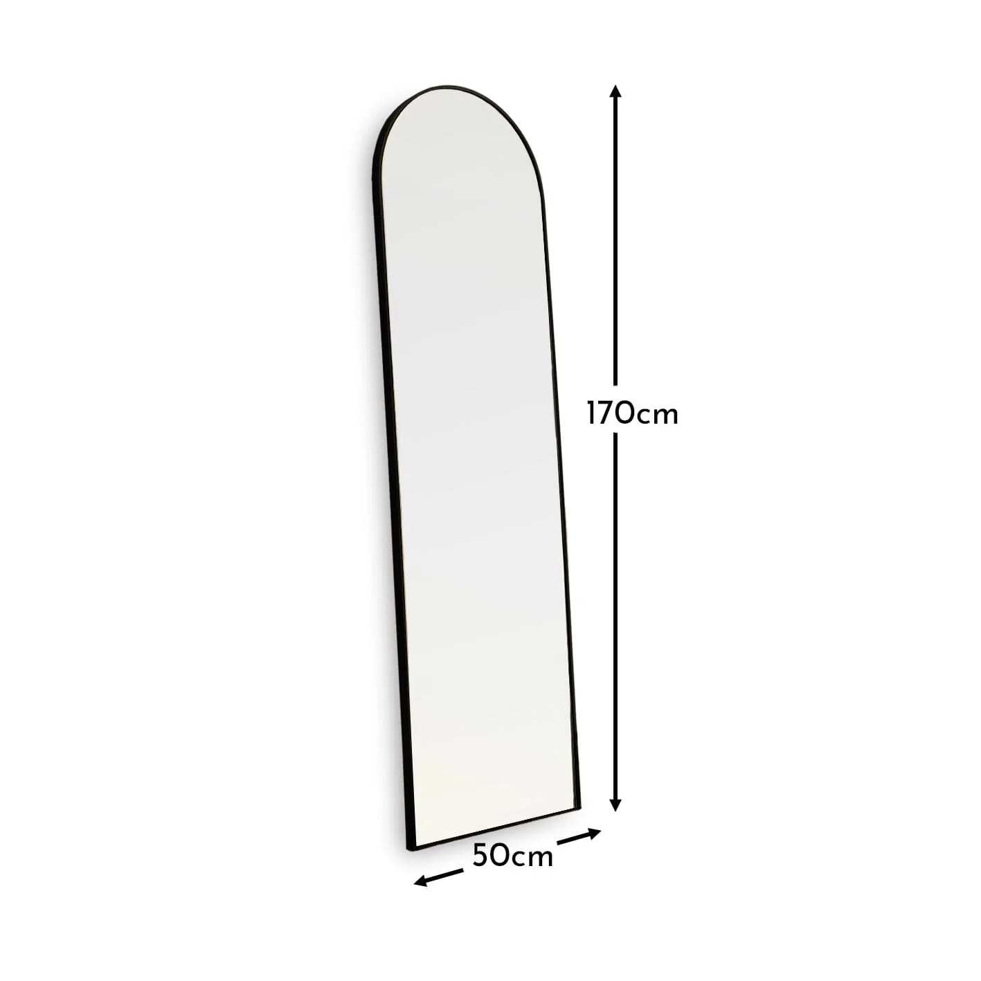 Outlet - Ingham 170x50cm Full Length Arch Mirror - Black - Image 7