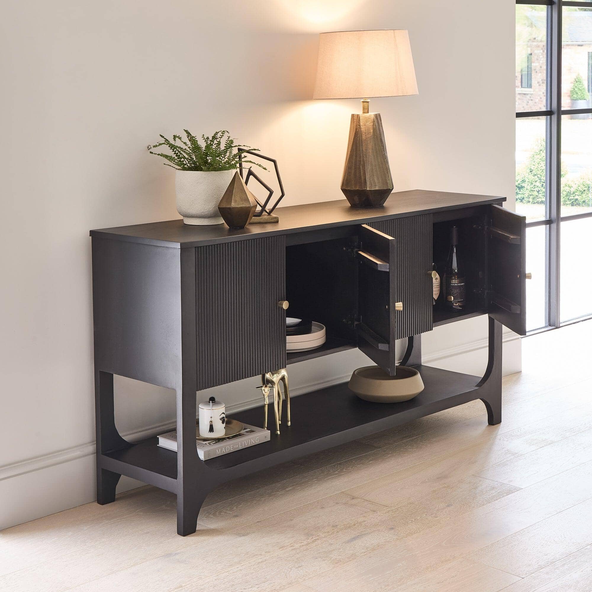 Outlet - Jade 4 Door Large Sideboard - Black - Image 2