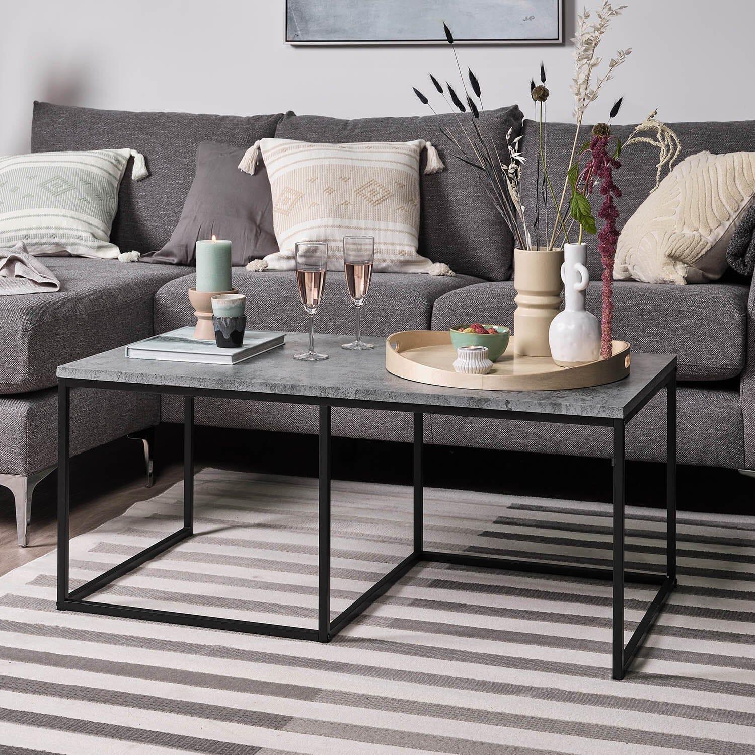 Outlet - Jay Coffee Table - Concrete Effect & Black