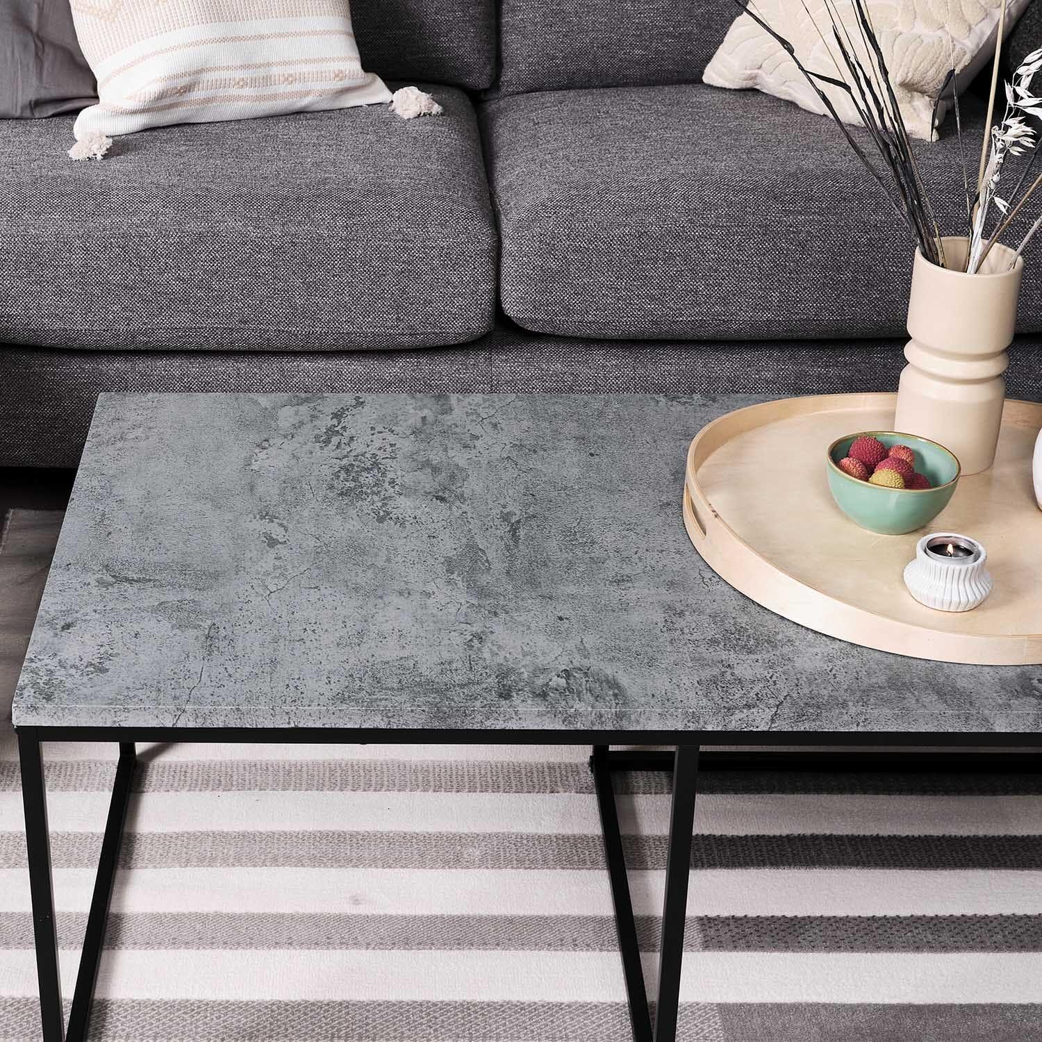 Outlet - Jay Coffee Table - Concrete Effect & Black - Image 6