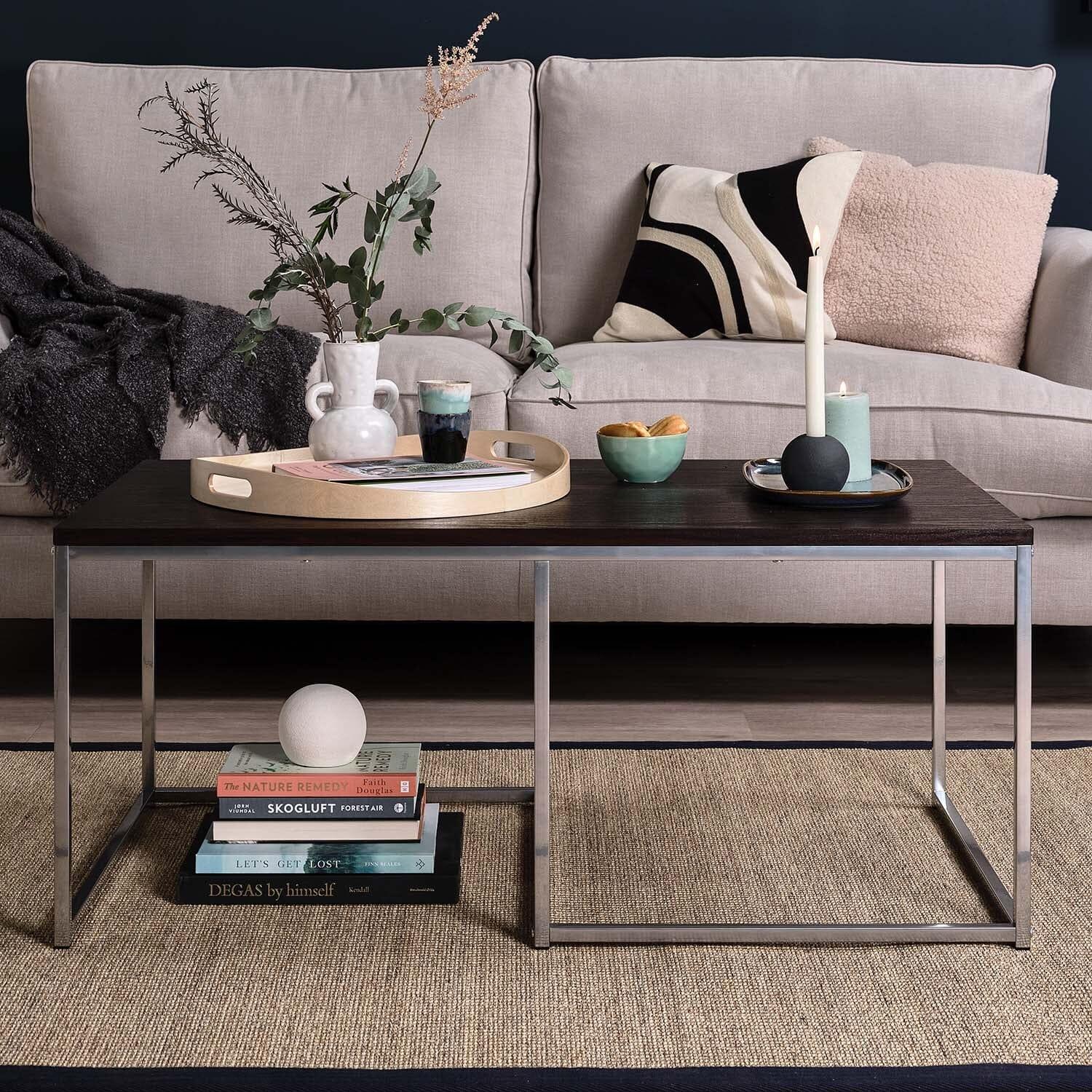Outlet - Jay Coffee Table - Walnut Effect & Chrome - Image 4