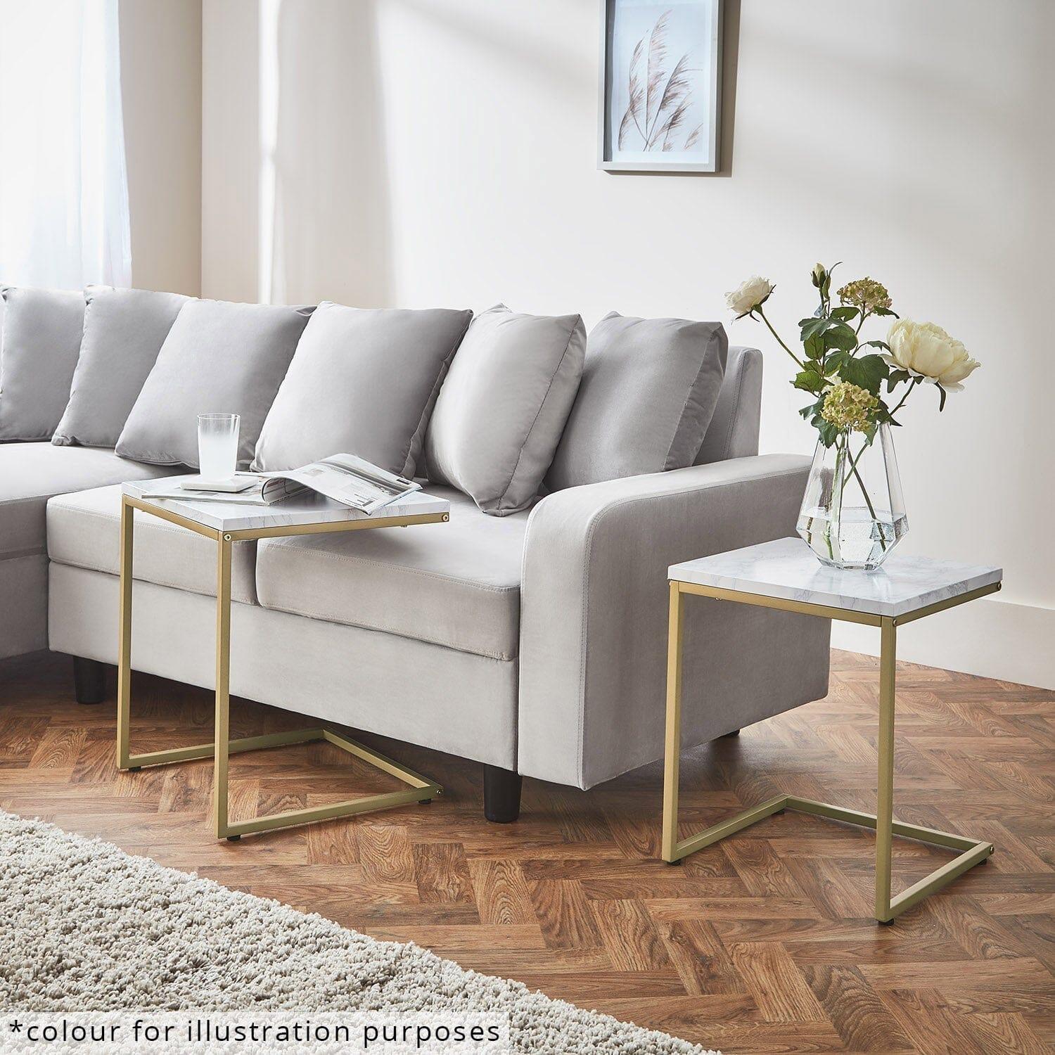 Outlet - Jay Nest of Tables - Concrete Effect & Chrome - Image 2