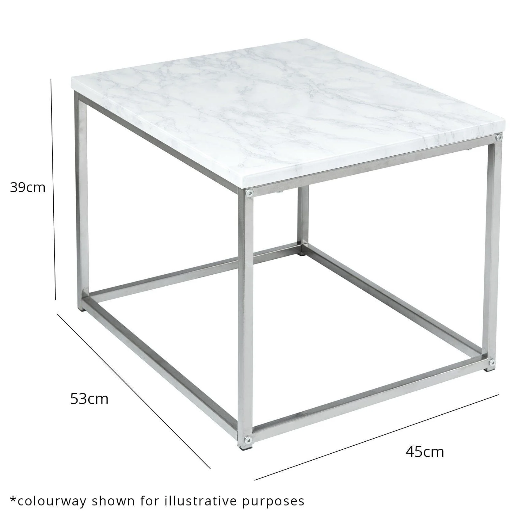 Outlet - Jay Side Table - Marble Effect & Black - Image 5