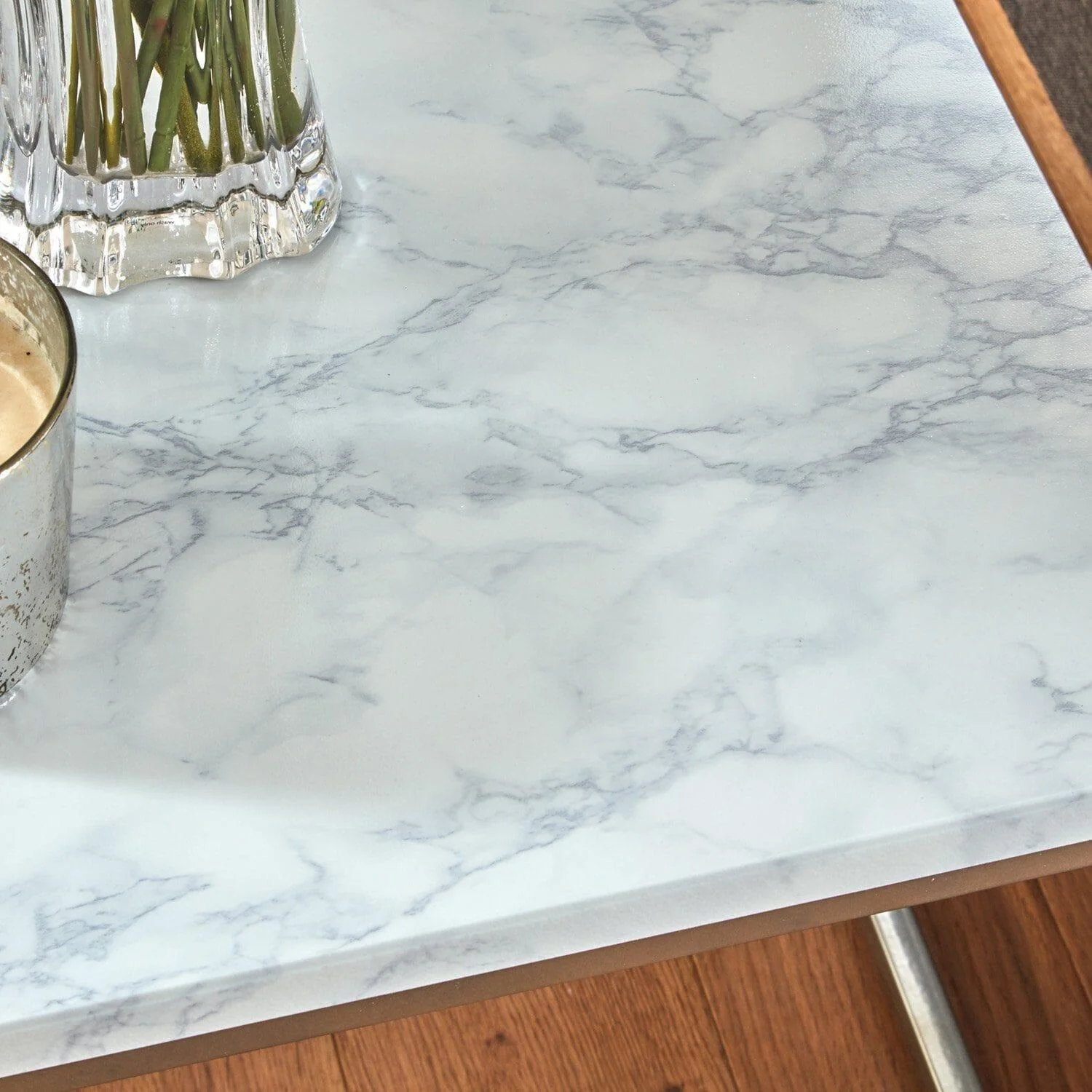 Outlet - Jay Side Table - Marble Effect & Chrome - Image 4
