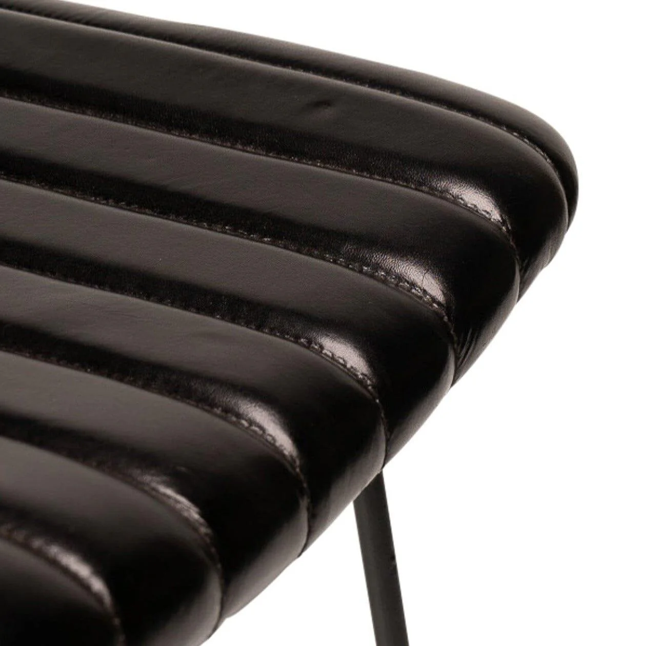 Jayden Black Leather Tall Backless Bar Stools - Set of 2 - Black Metal Legs - Image 5
