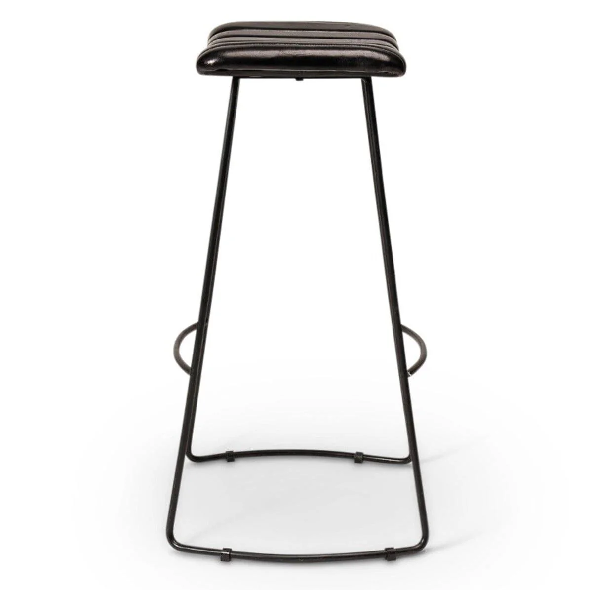 Jayden Black Leather Tall Backless Bar Stools - Set of 2 - Black Metal Legs - Image 6