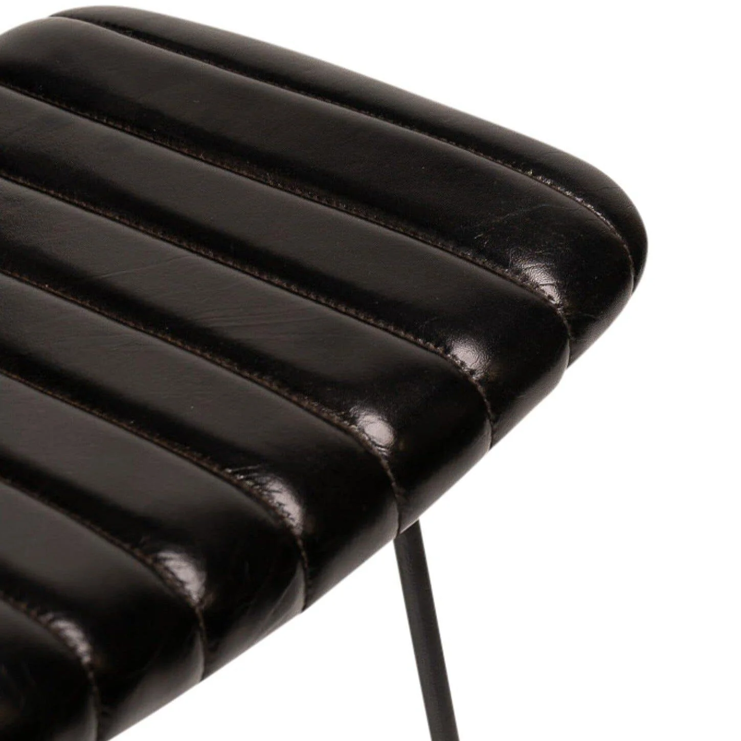 Jayden Black Leather Tall Bar Stools - Set of 2 - Black Metal Legs - Image 4