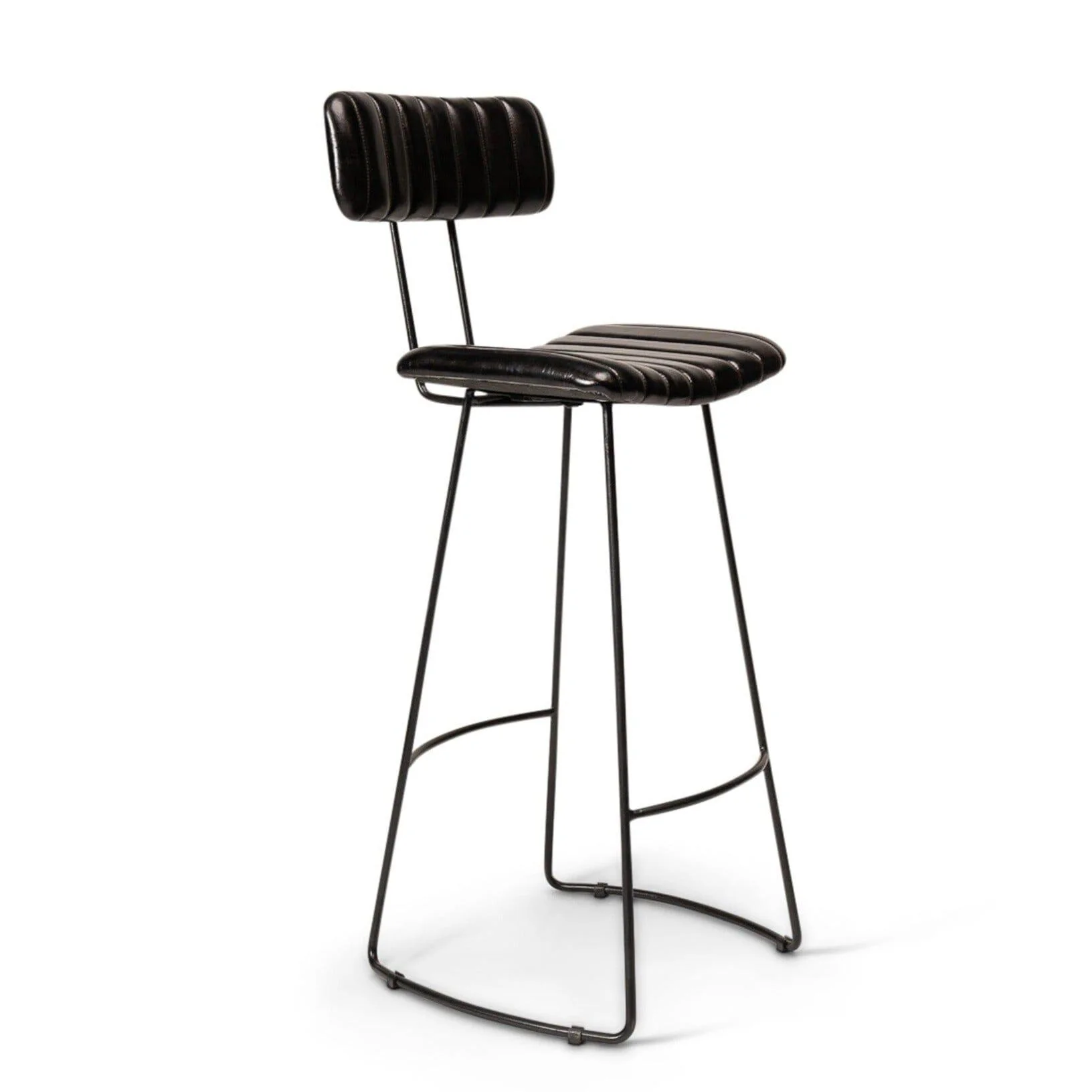 Jayden Black Leather Tall Bar Stools - Set of 2 - Black Metal Legs - Image 5