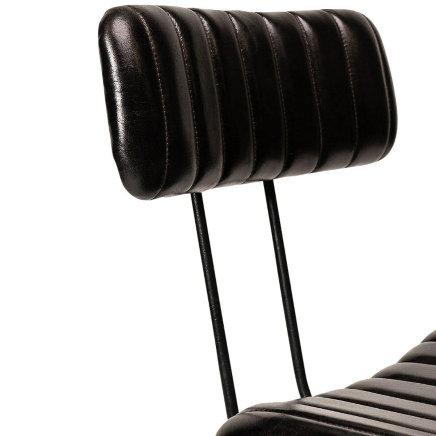 Jayden Black Leather Tall Bar Stools - Set of 2 - Black Metal Legs - Image 6