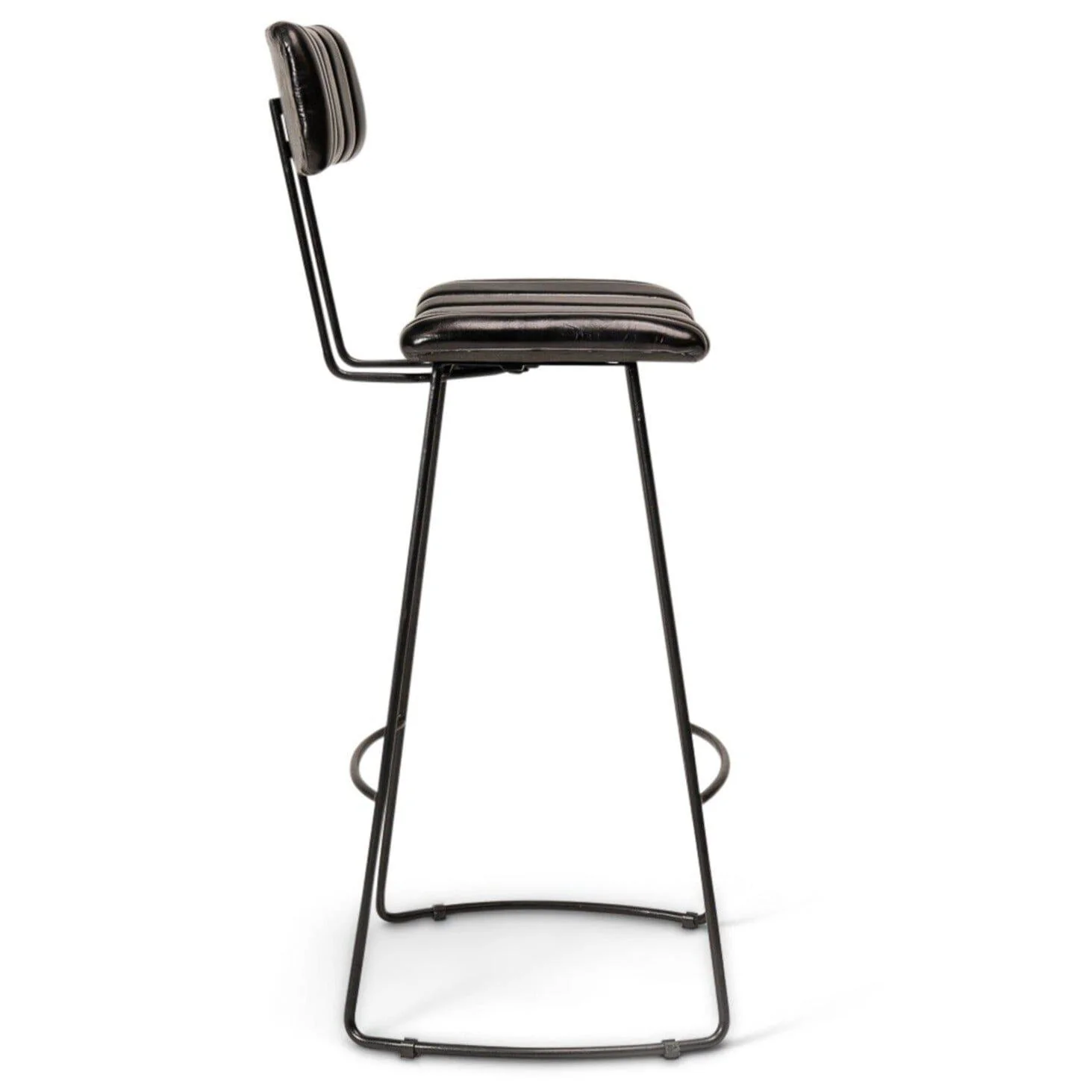 Jayden Black Leather Tall Bar Stools - Set of 2 - Black Metal Legs - Image 7