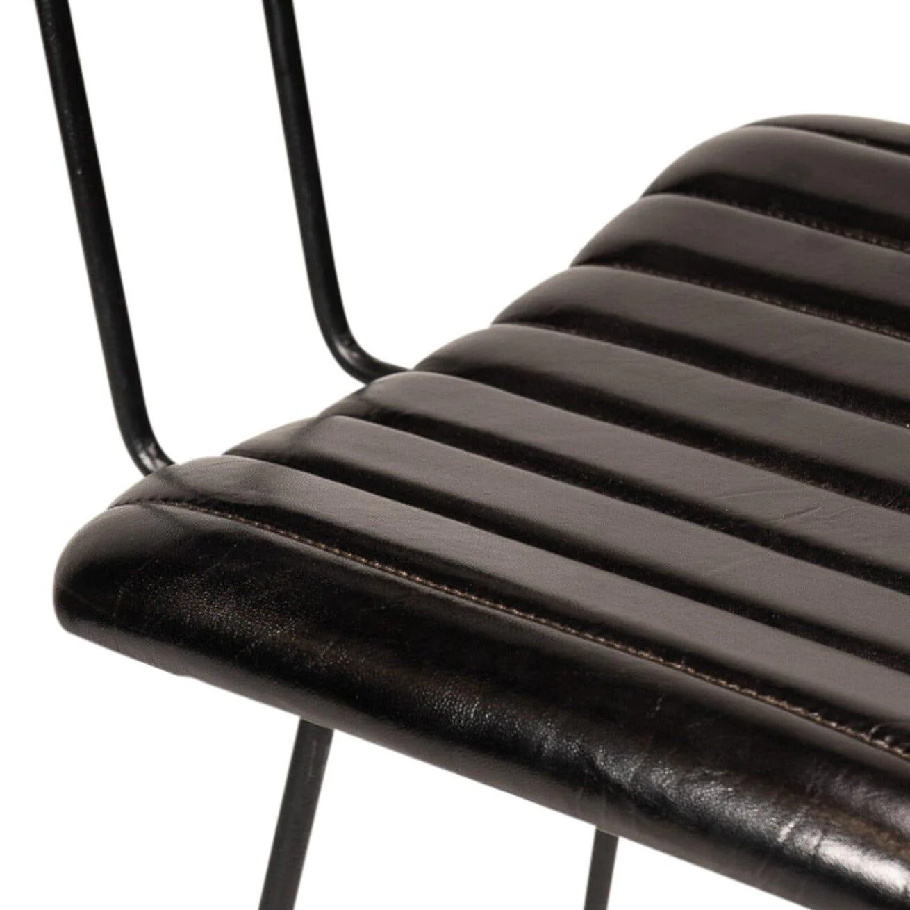 Jayden Black Leather Tall Bar Stools - Set of 2 - Black Metal Legs - Image 8