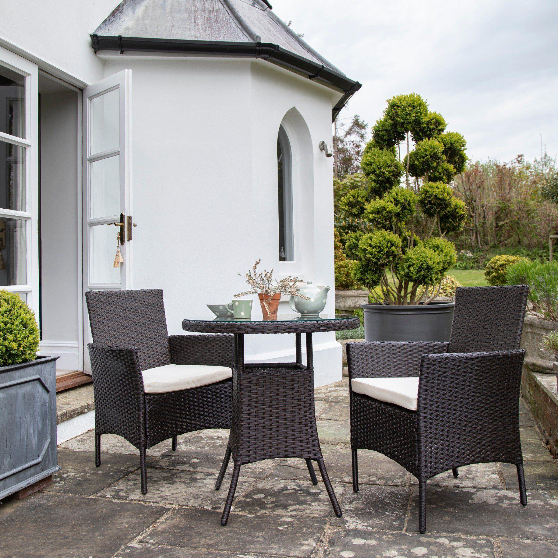 Outlet - Kemble 2 Seater Rattan Garden Bistro Dining Table - Brown