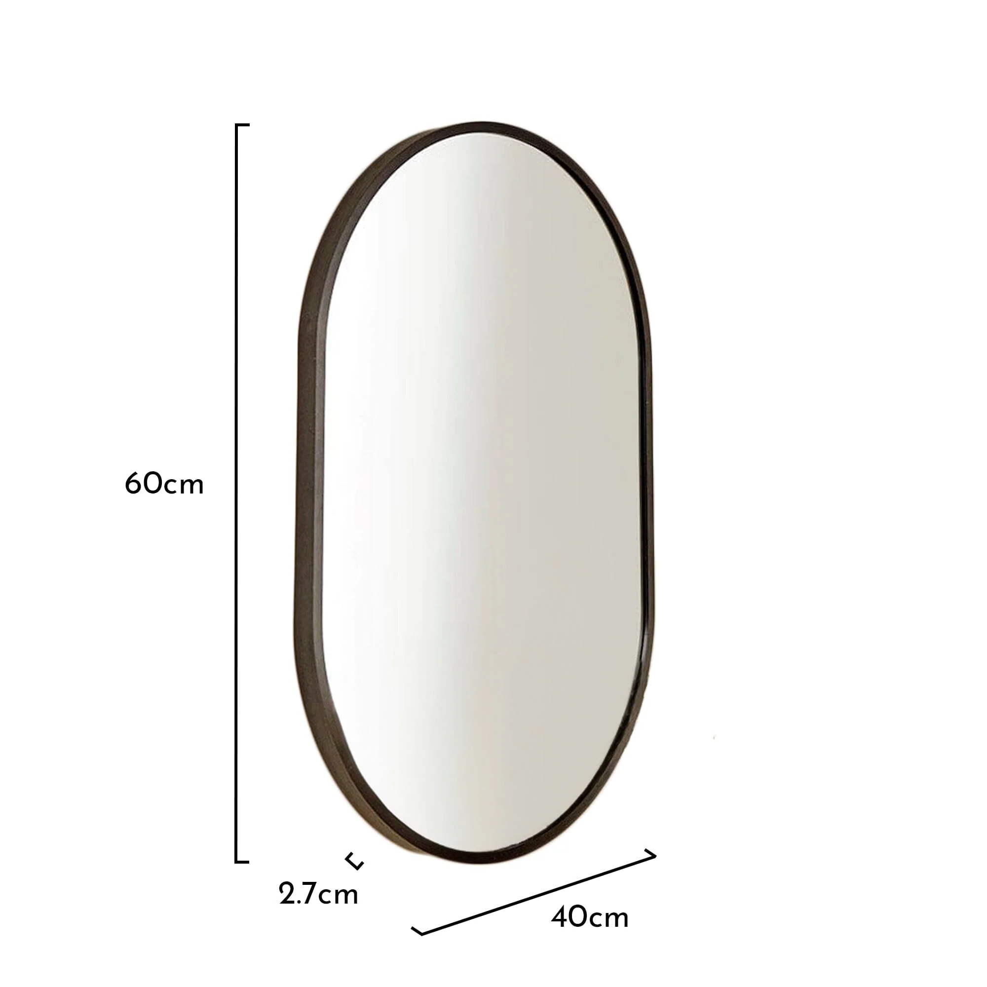 Outlet - Lowesby 60x40Cm Metal Capsule Mirror - Black - Image 3