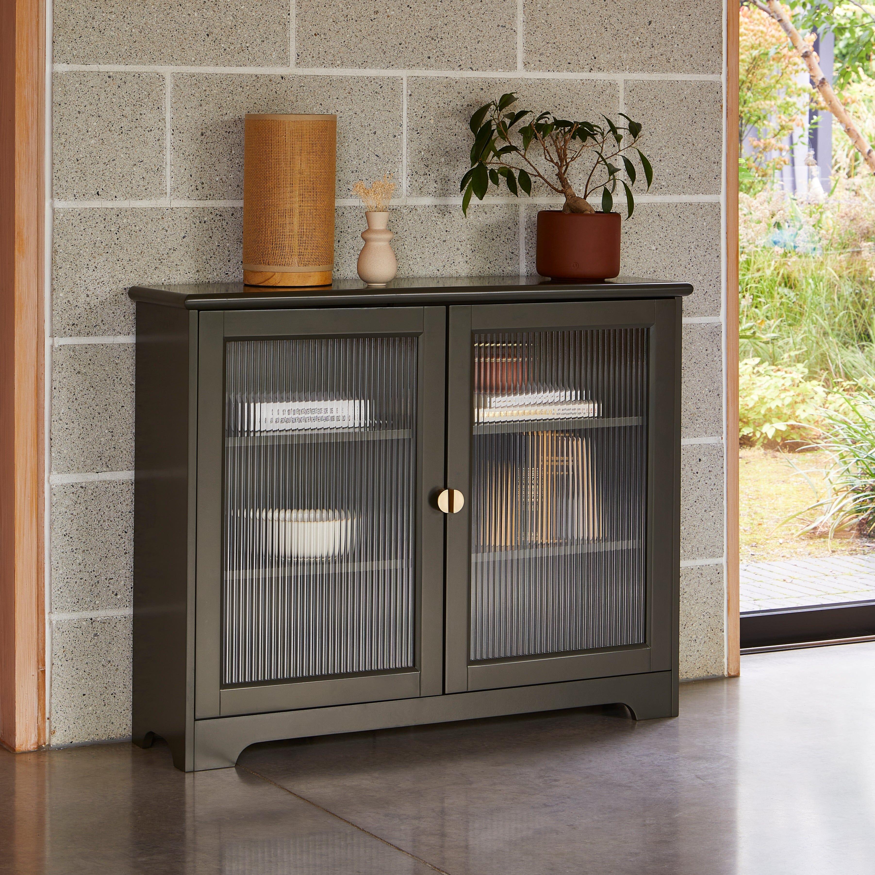 Lua 2 Door Narrow Sideboard - Fir Green with Glass Door - Image 6