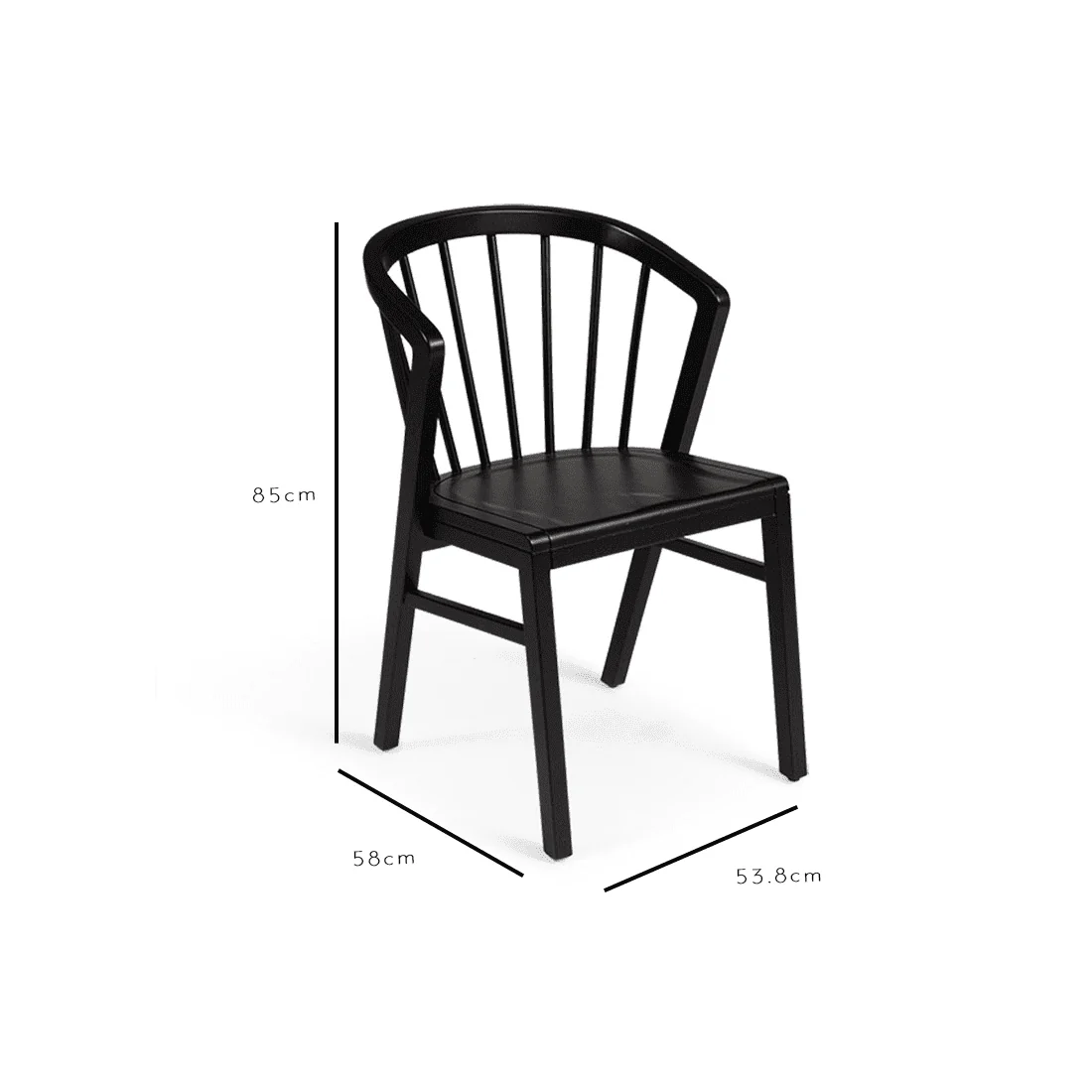 Outlet - Mabel Wooden Spindle Dining Chairs Set of 2 - Black - Image 8