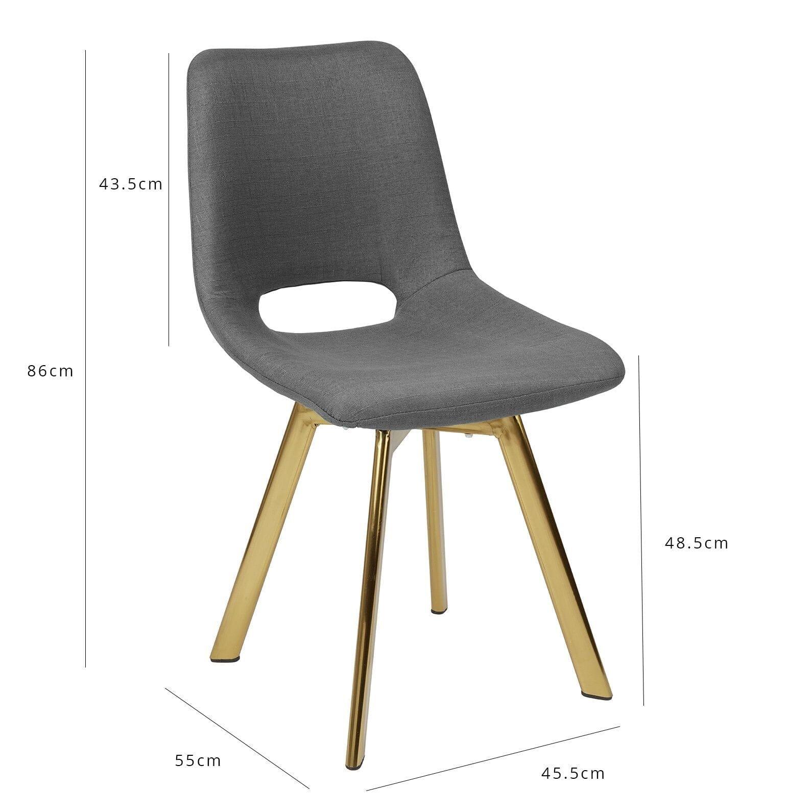 Outlet - Margot dining chairs - set of 2 - grey and brass - Image 9