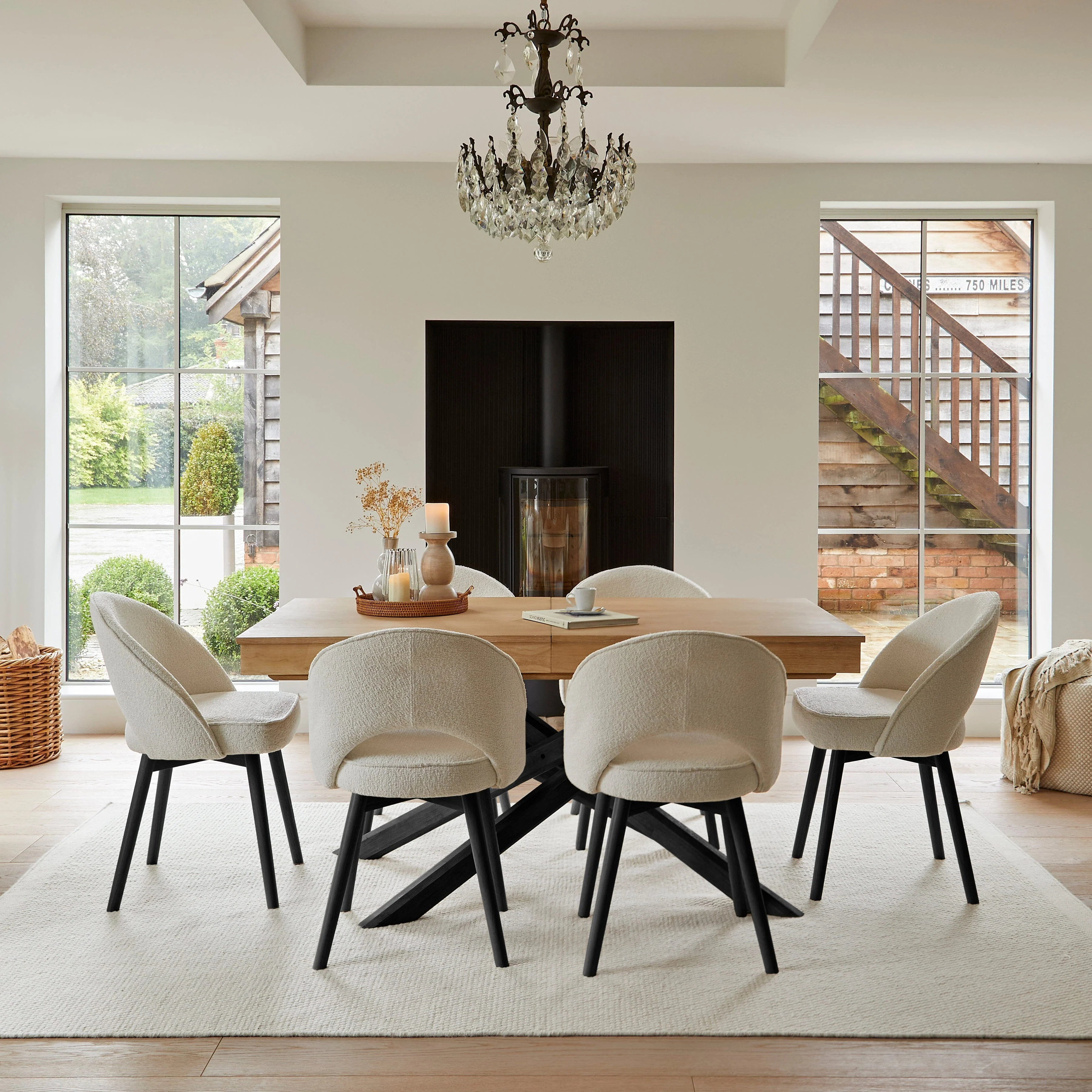 Outlet - Marilyn Boucle Dining Chairs - Set of 2 - Black Oak Legs - Image 5