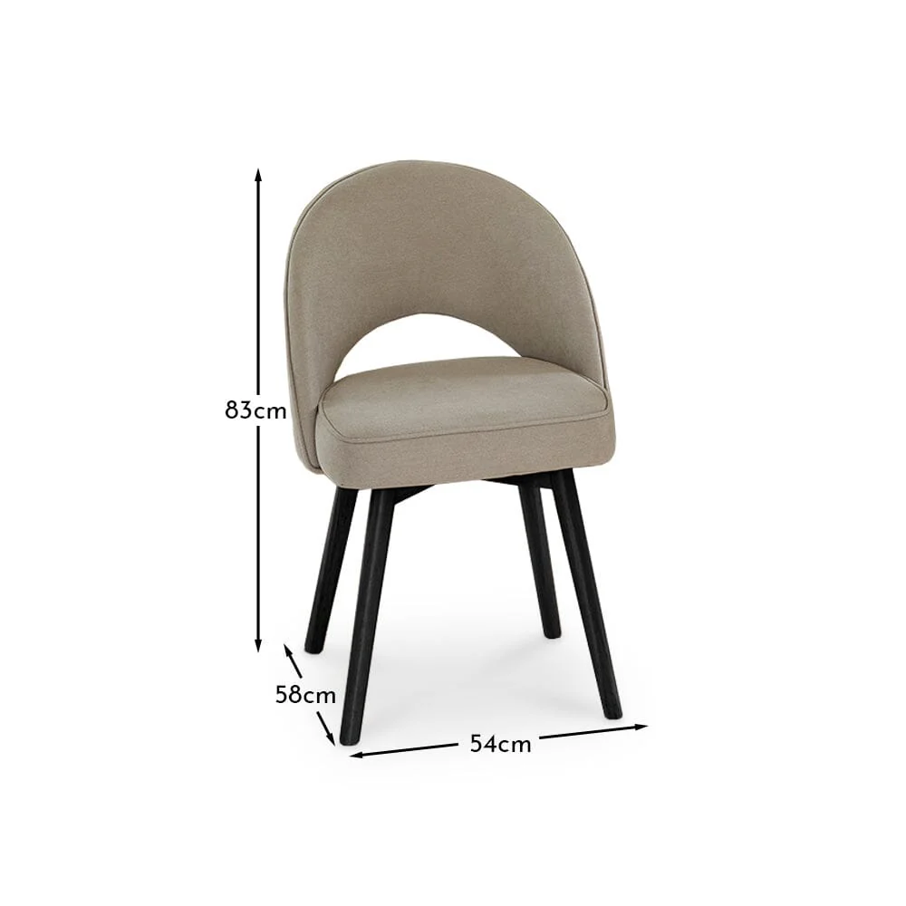 Marilyn Soft Beige Dining Chairs - Set of 2 - Black Oak Legs - Image 9