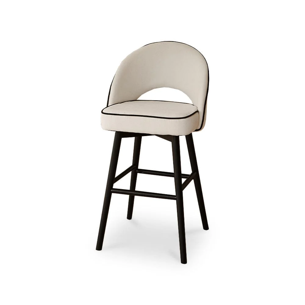 Outlet - Marilyn Ivory Bar Stool - Black Oak Legs - Image 10