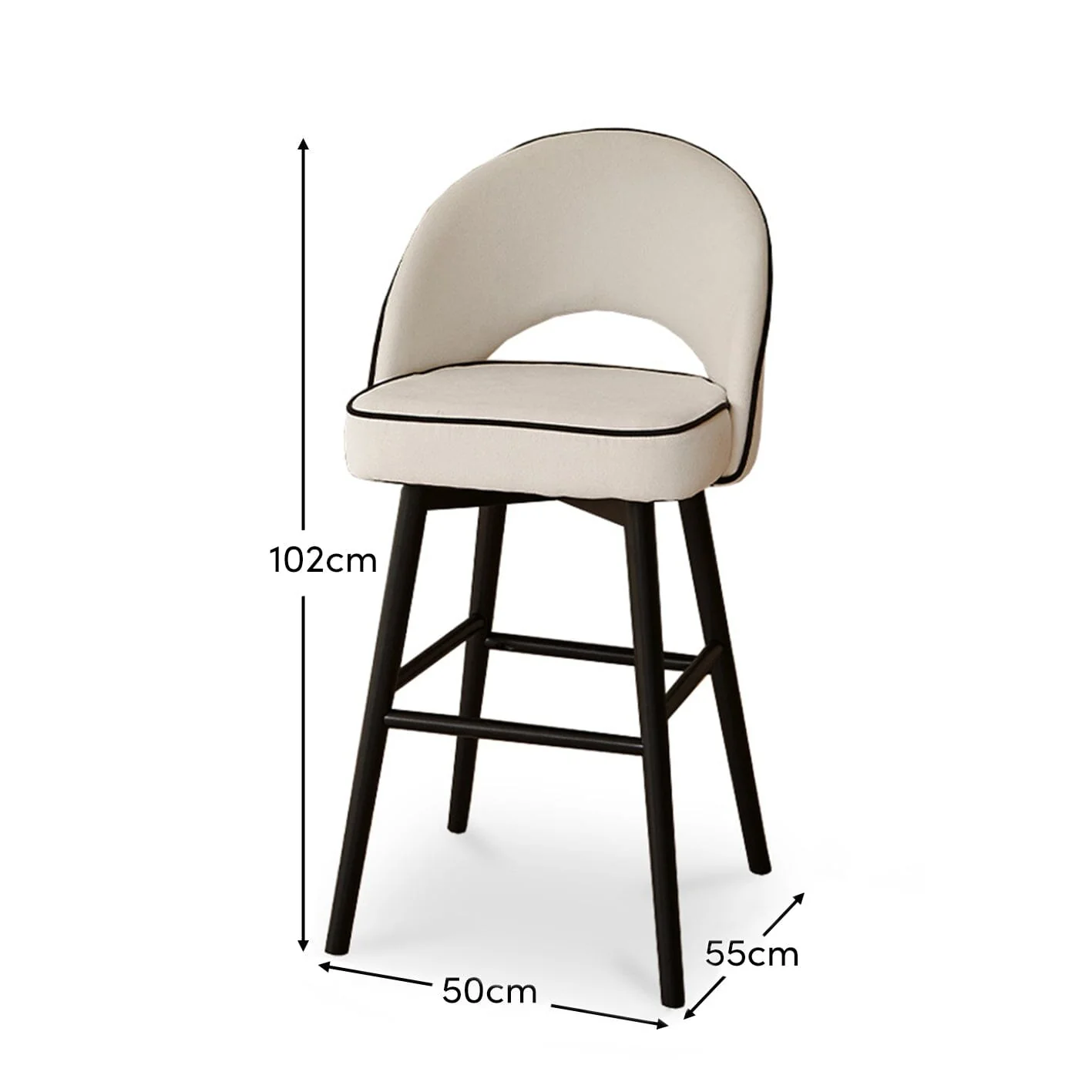 Outlet - Marilyn Ivory Bar Stool - Black Oak Legs - Image 11
