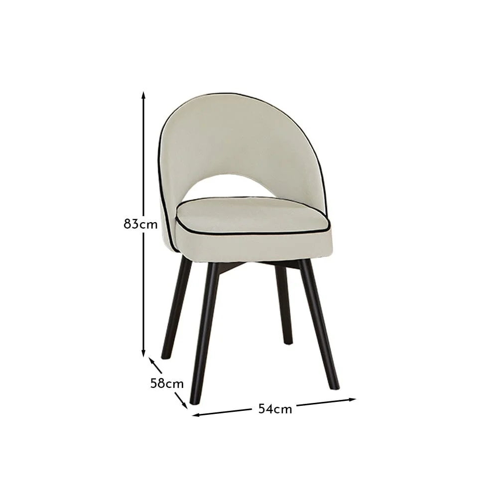 Marilyn Ivory Dining Chairs - Set of 2 - Black Oak Legs - Image 10