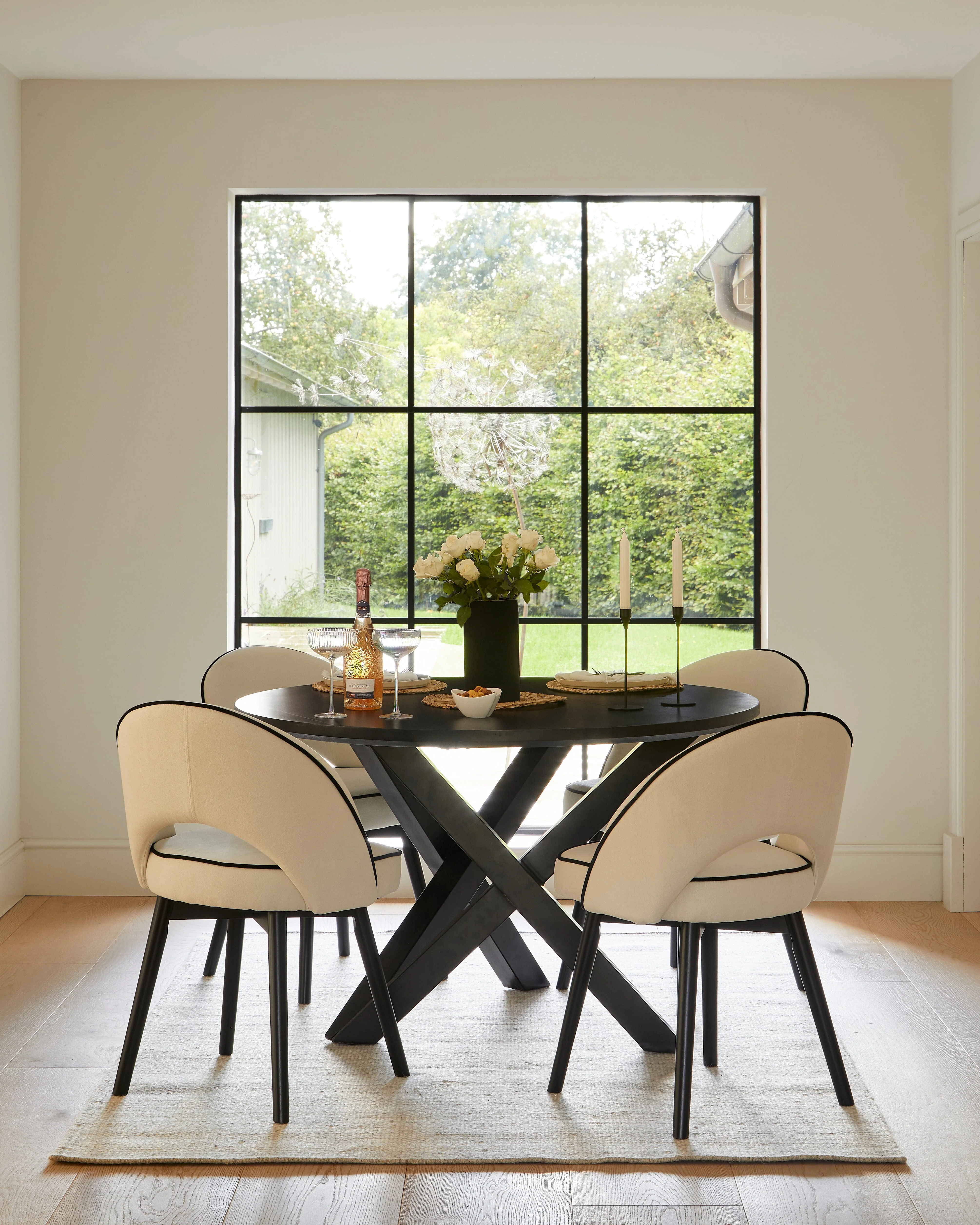 Marilyn Ivory Dining Chairs - Set of 2 - Black Oak Legs - Image 4