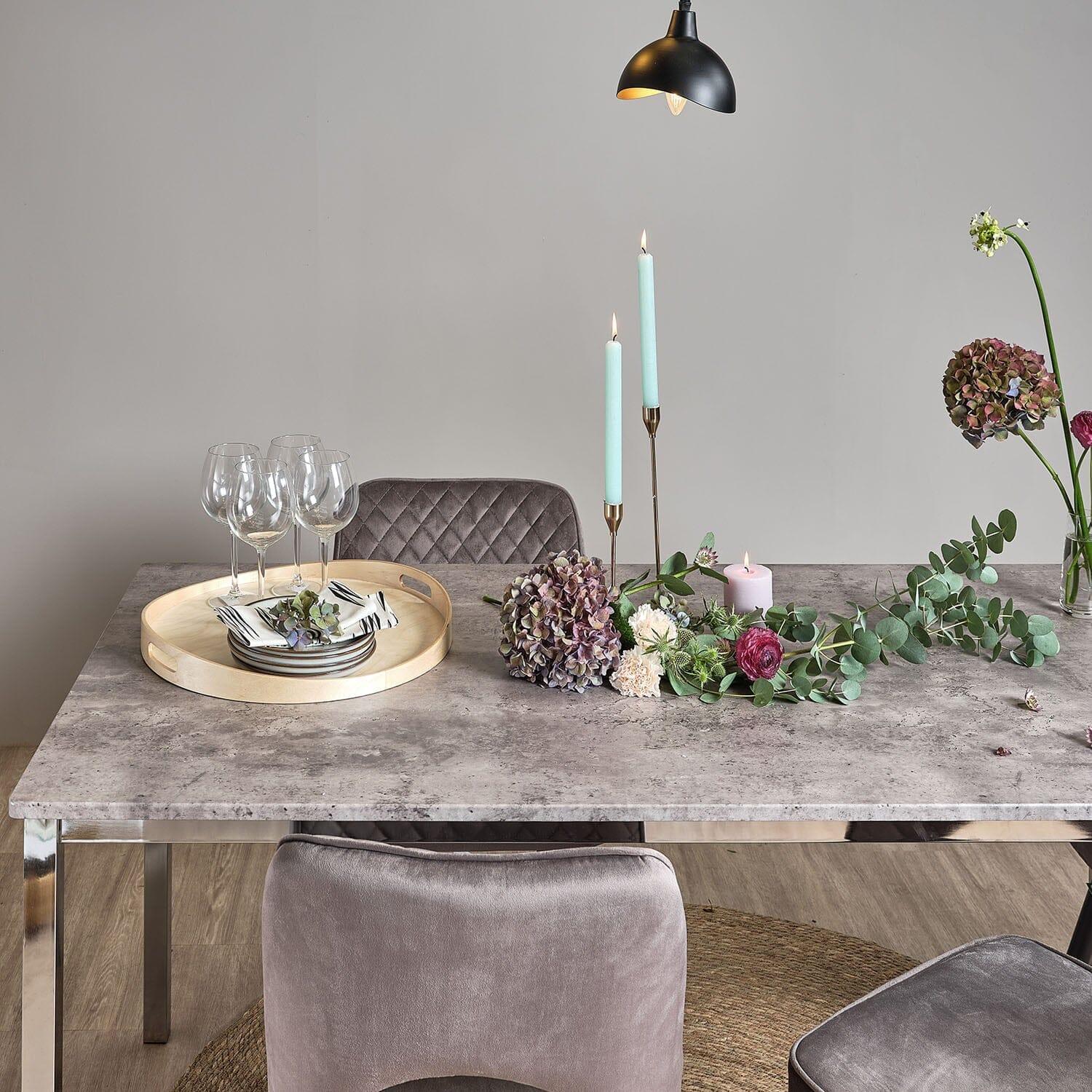 Outlet - Milo concrete effect dining table - 6 seater - with chrome legs - Image 4