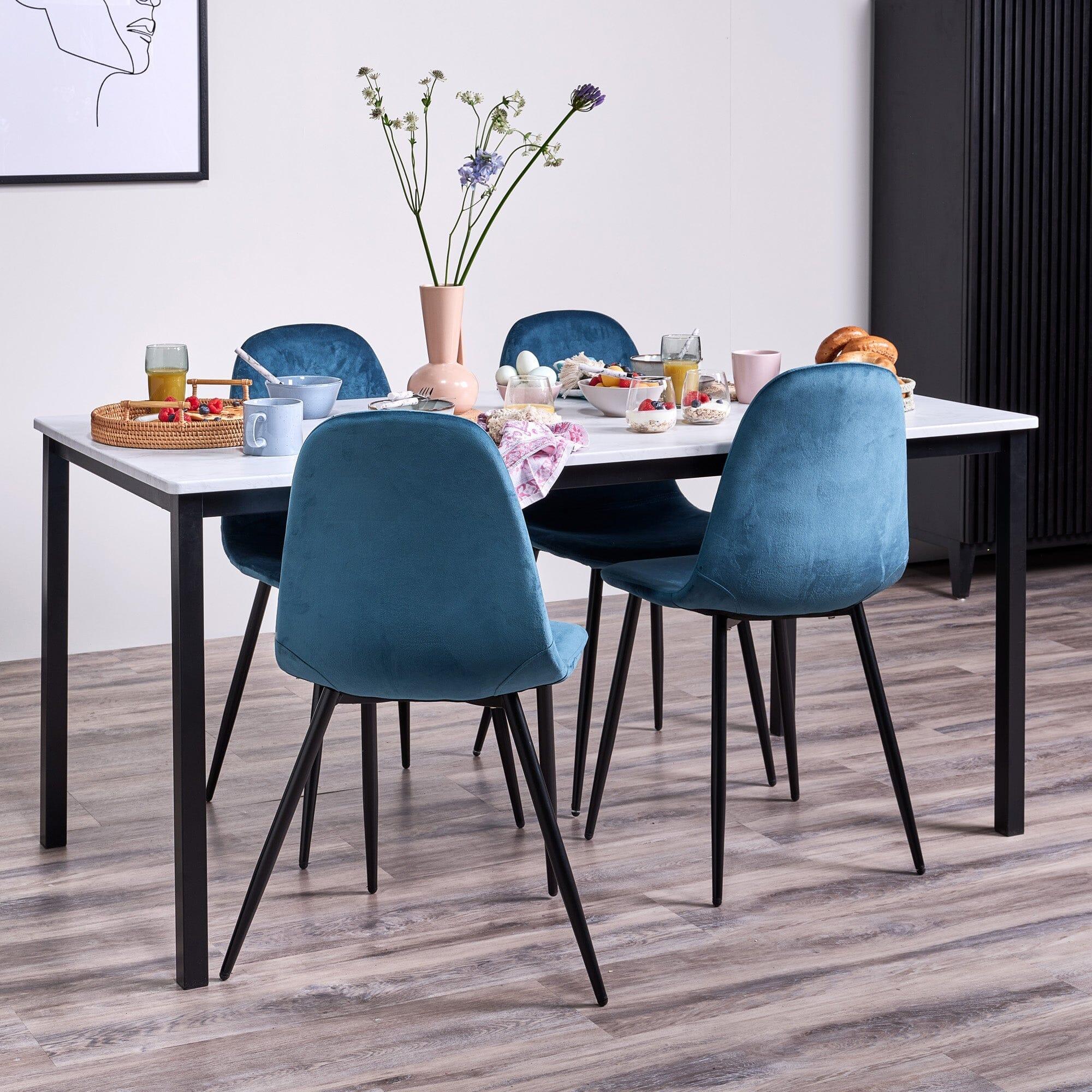 Outlet - Milo 6 Seater Marble Effect Dining Table With Black Legs - Image 4