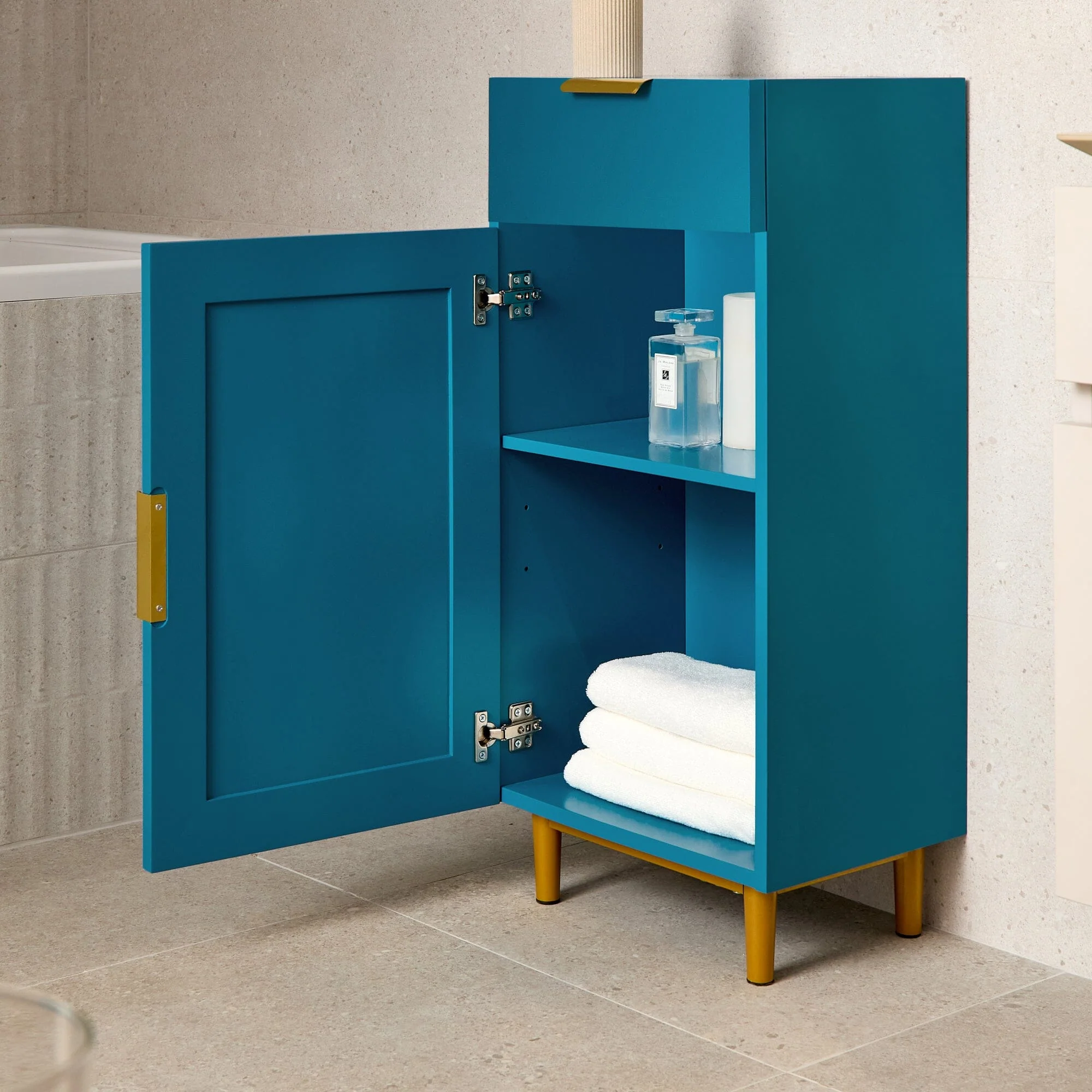 Nami 1 Door 1 Drawer Storage Cabinet - Teal Blue - Image 3