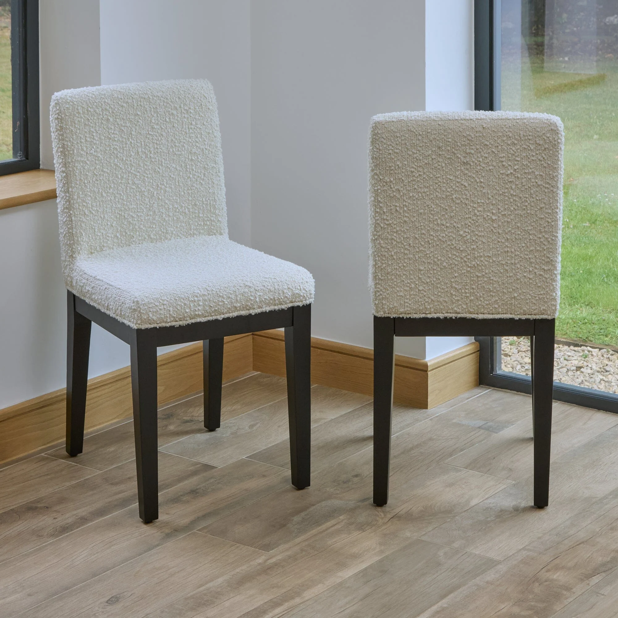 Nolan Boucle Dining Chairs - Set of 2 - Black Oak Legs - Image 7