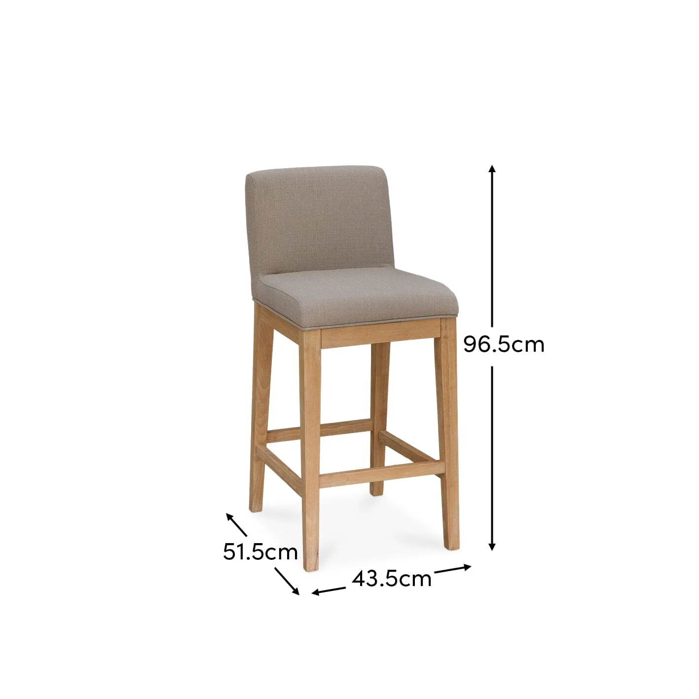 Outlet - Nolan Fawn Linen Bar Stool - Whitewash Oak Legs - Image 9