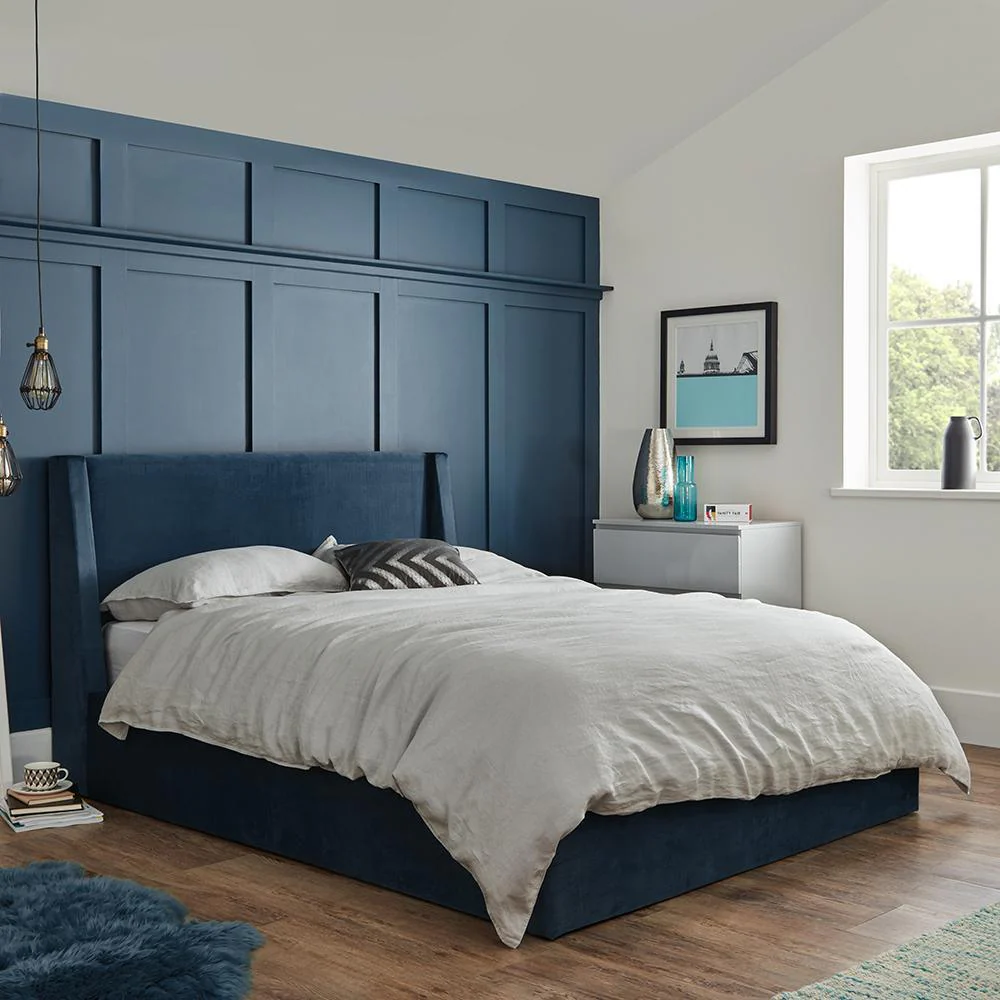 Outlet - Otto King Size Ottoman Bed - Royal Blue Velvet
