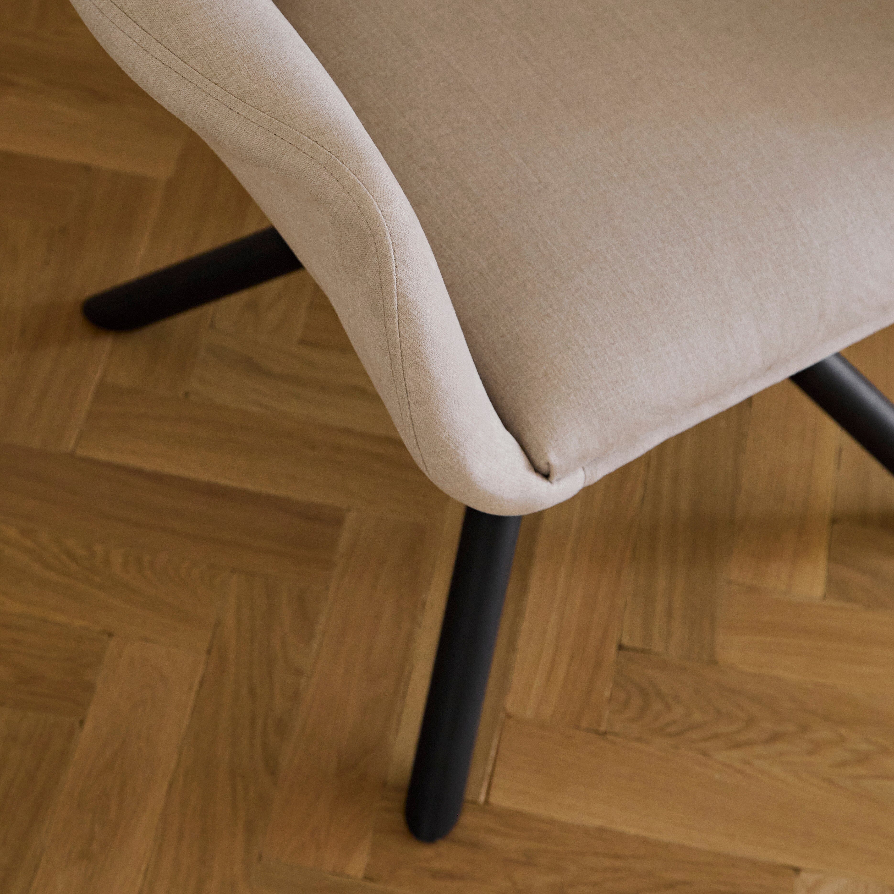 Parker Office Swivel Chair - Natural Beige with Black Metal Legs - Image 3